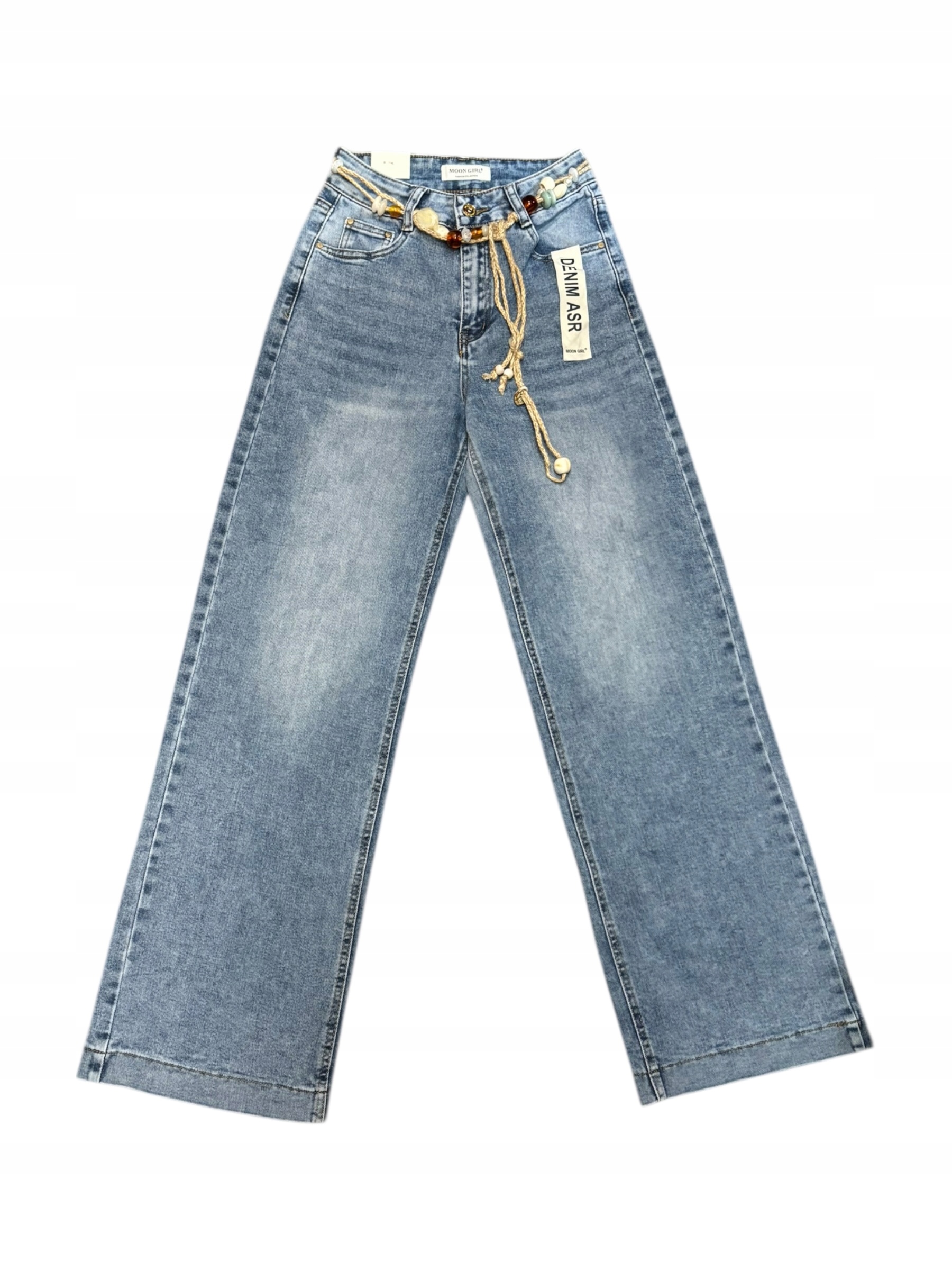 Moon Girl spodnie jeansowe niebieskie szwedy szeroki nogawki wide leg Xs 34