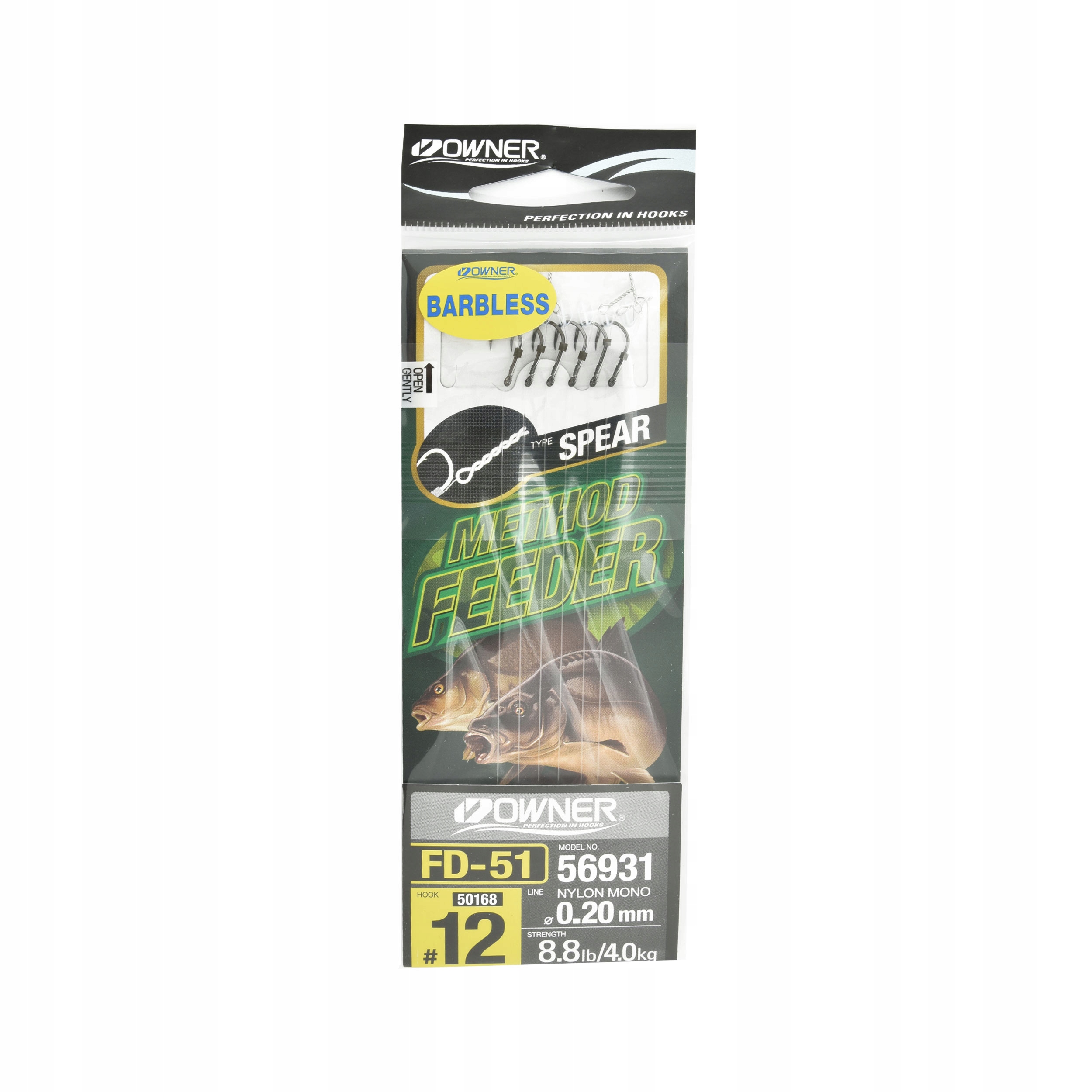 Haczyki z przyponami Owner FD51 Method Feeder #10 bezzadziorowe 4kg 6szt.