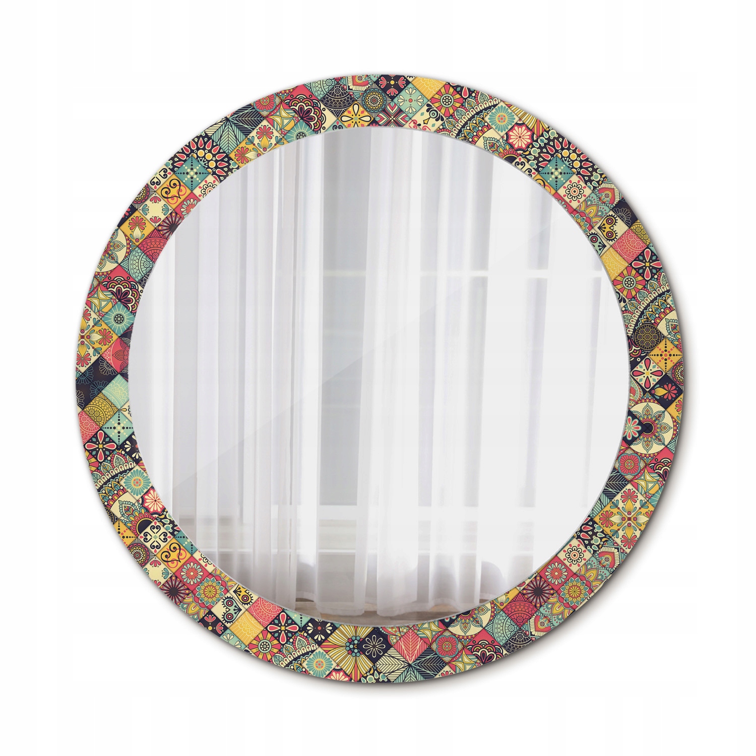 Kúpeľňové zrkadlo s rámom Patchwork s dlaždicami 80 cm