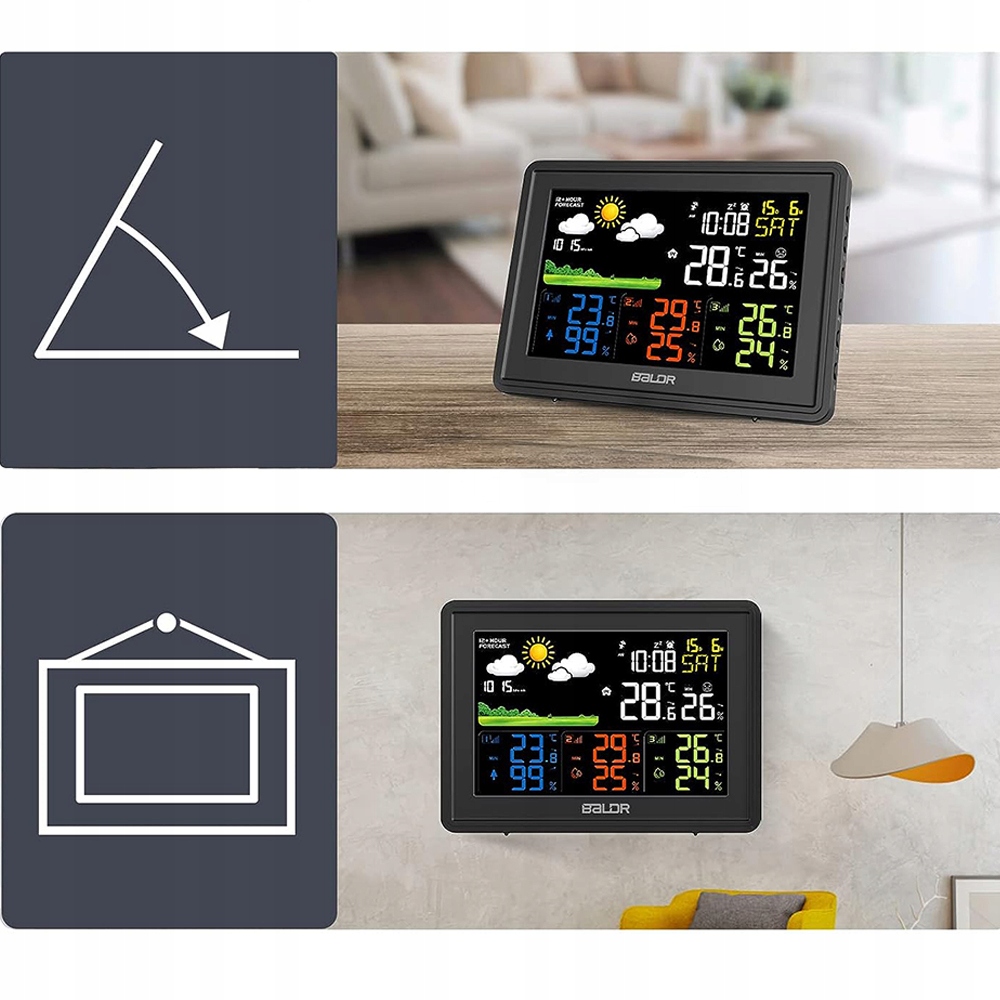 BEZPRZEWODOWA STACJA POGODY POGODOWA HIGROMETR Z 3 CZUJNIKAMI ZEWNĘTRZNYMI Zasięg czujnika 100 m