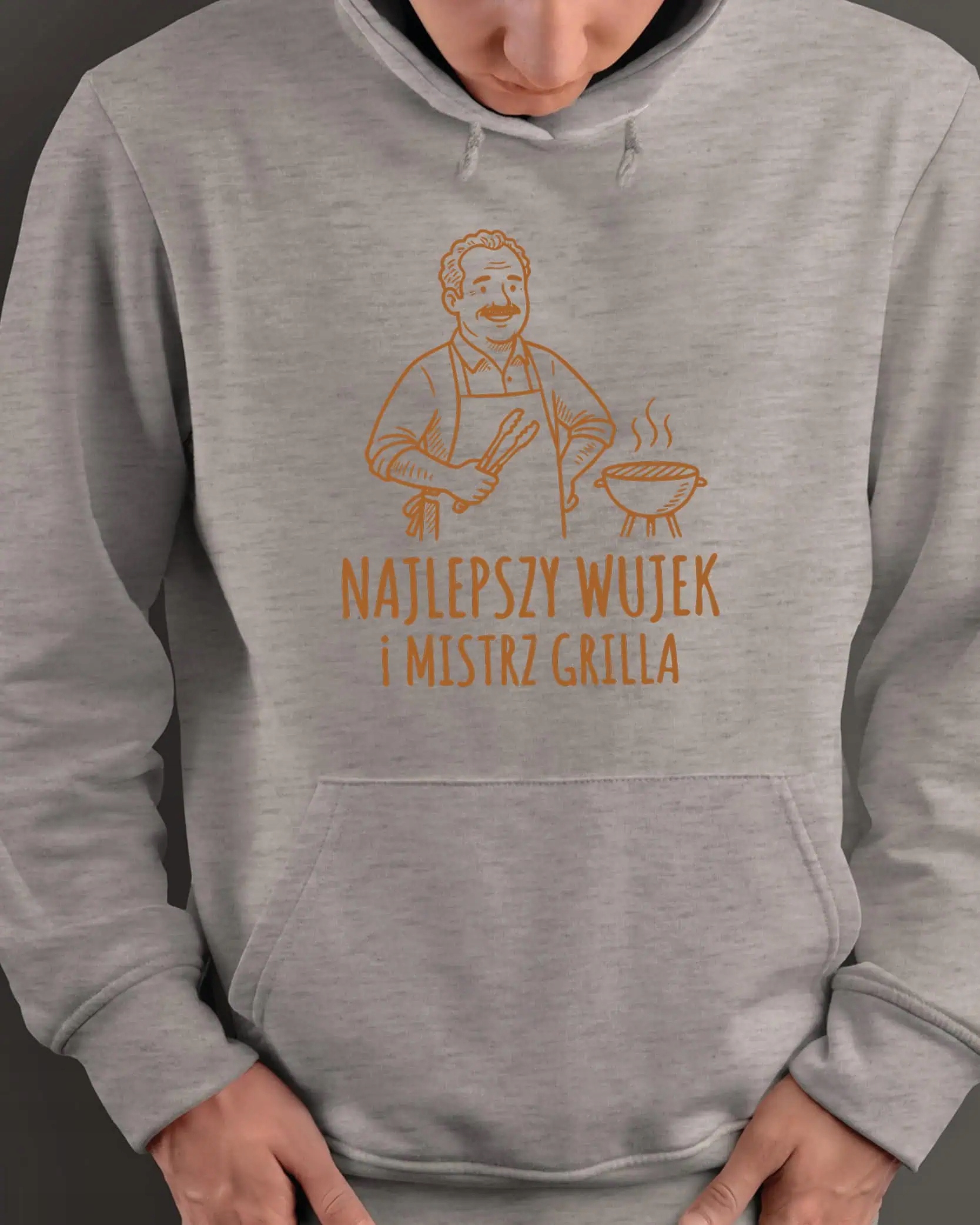 Mikina s kapucí Dárek pro strýčka Mistr Grilla Šedá XL