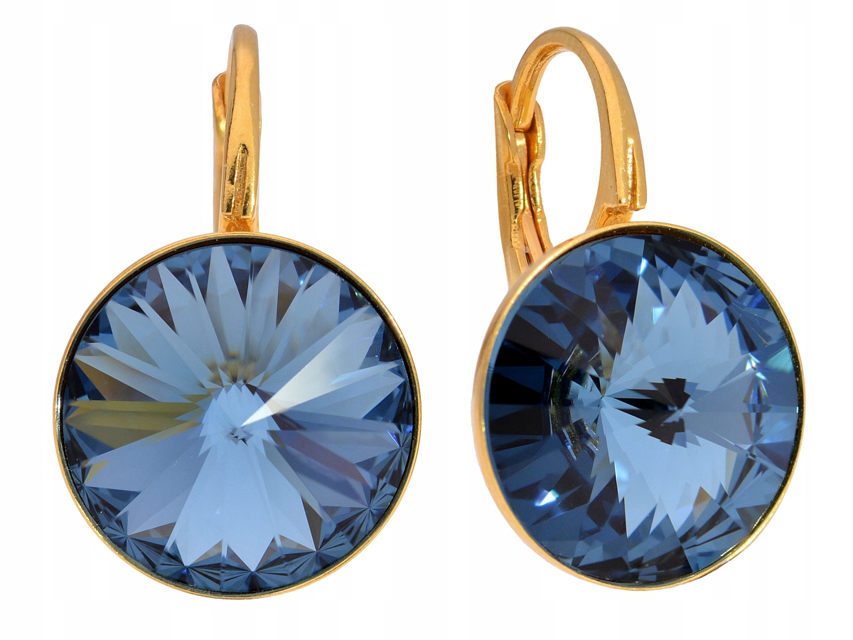 

Kolczyki srebro złoto okrągłe niebieski Swarovski