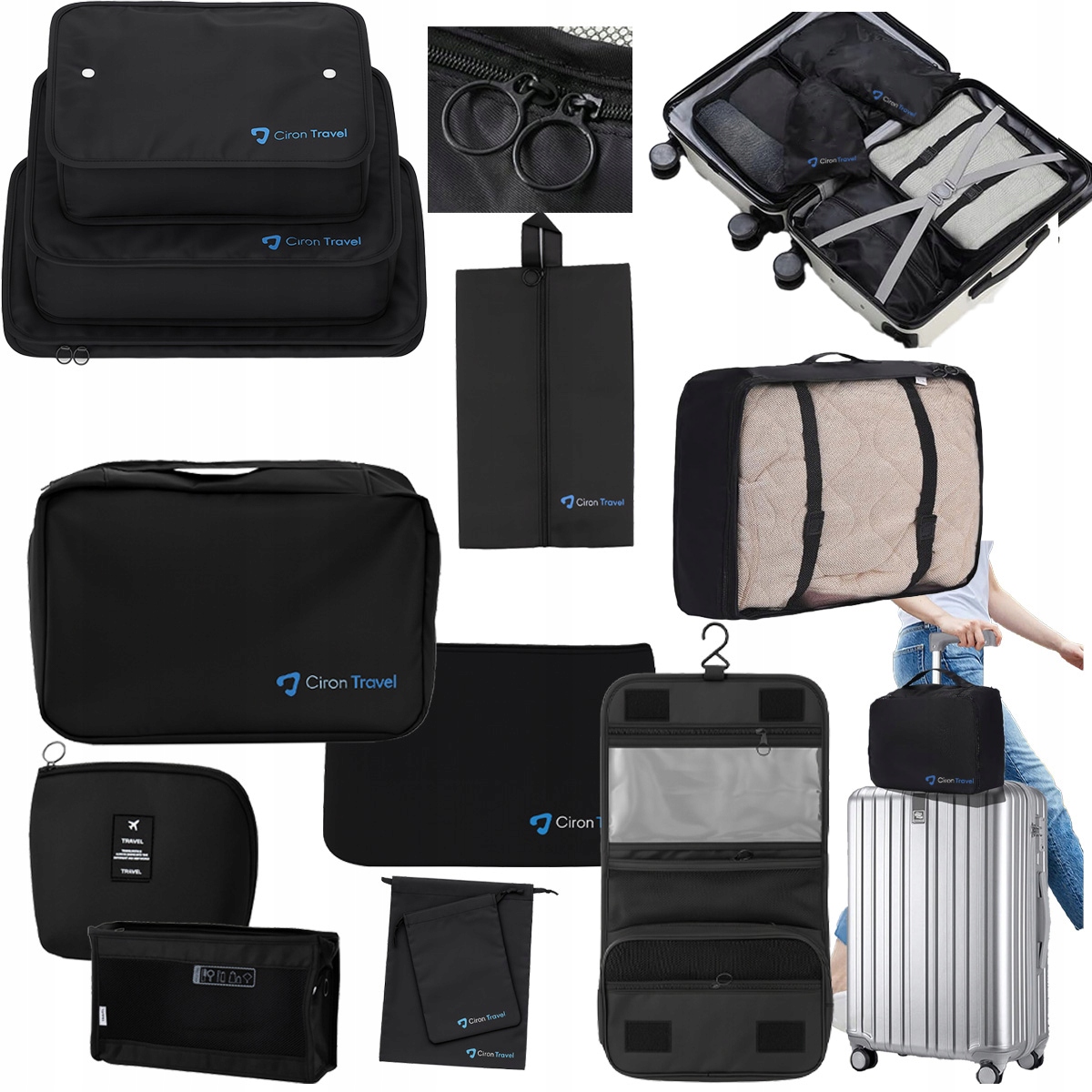 Organizer Podróżny Zestaw 11 el. do pakowania walizki plecaka Ciron Travel