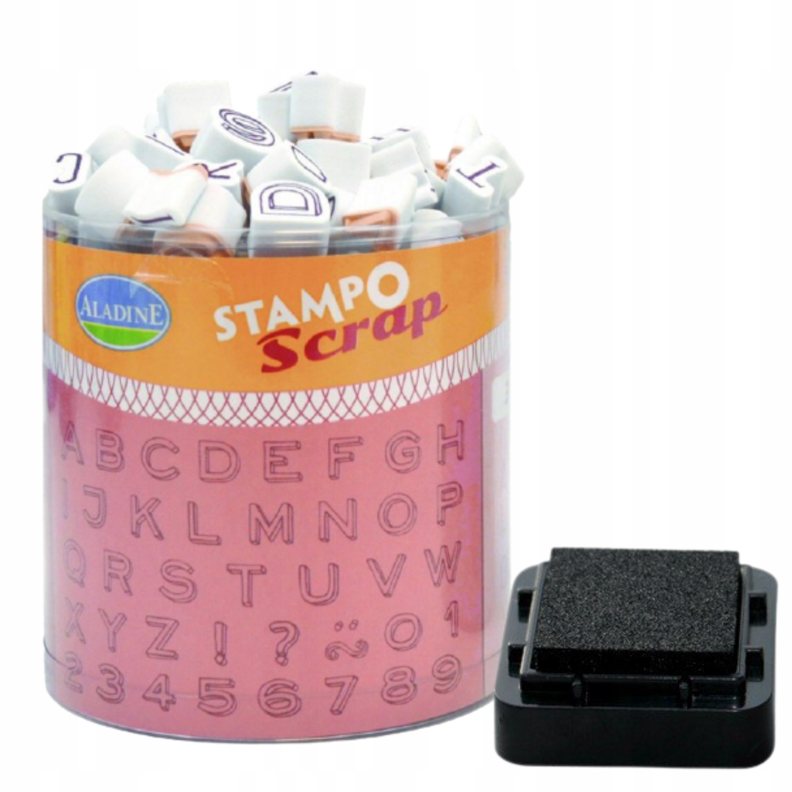 

Scrapbooking Stemple Alfabet 103szt. + Gąbka Z Tus