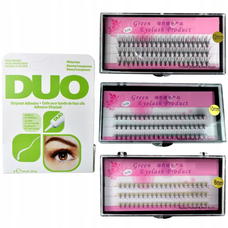 

Rzęsy Jedwabne Kępki 3op.+ Klej Duo Clear Zestaw