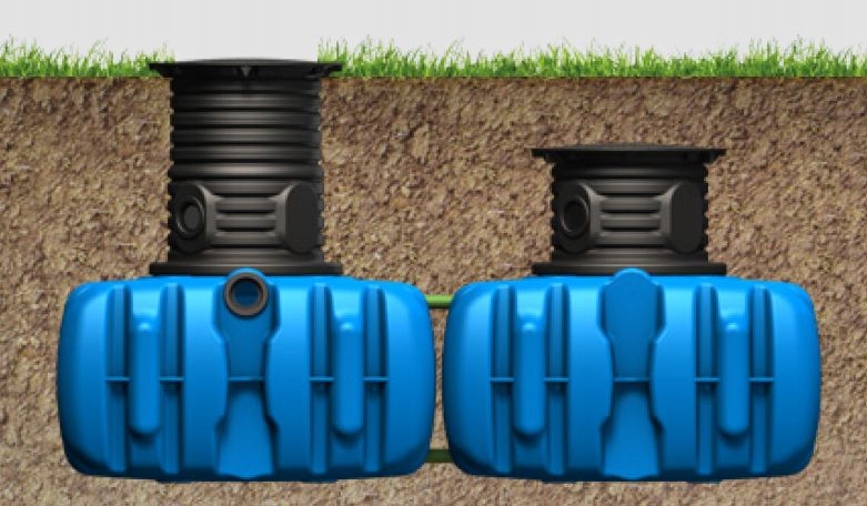 Zbiornik na deszczówke FLAT L 5000 l z nadbudową KOMFORT + pompa + punkt Szerokość produktu 210 cm