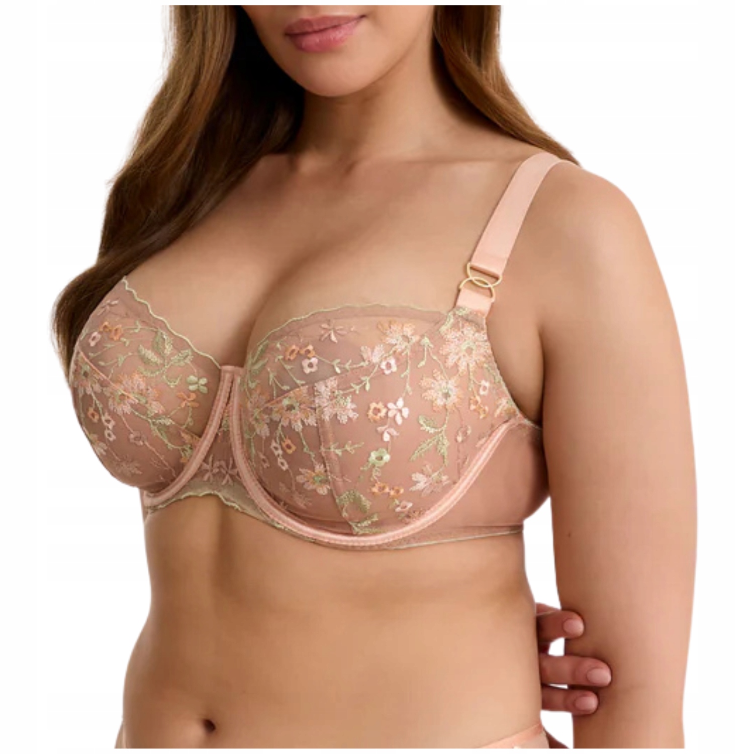 Podprsenka měkká podprsenka výšivka nude boho květiny Ewa Bień Trini B161 65G