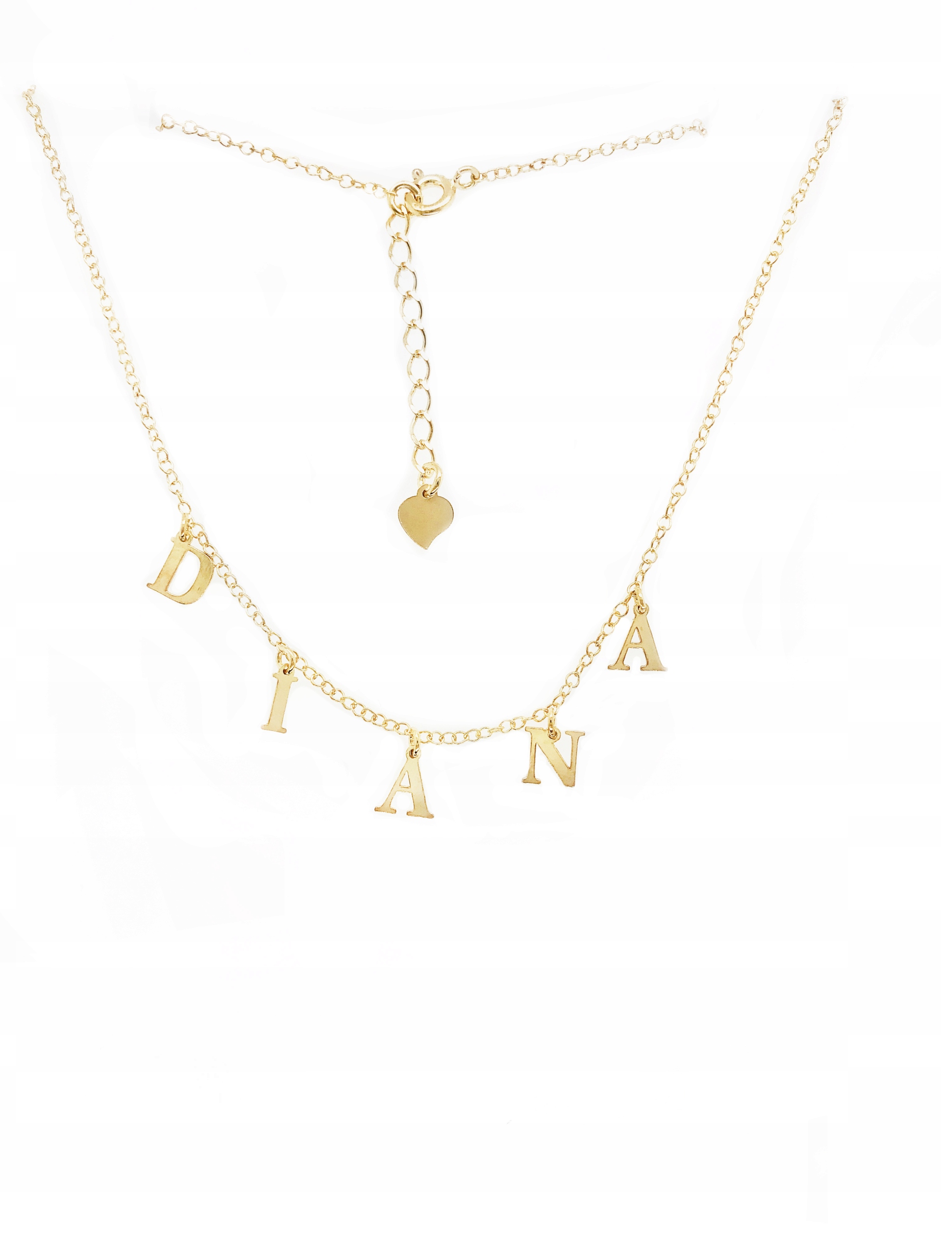 

Naszyjnik celebrytka srebrny pozłacany imię Diana