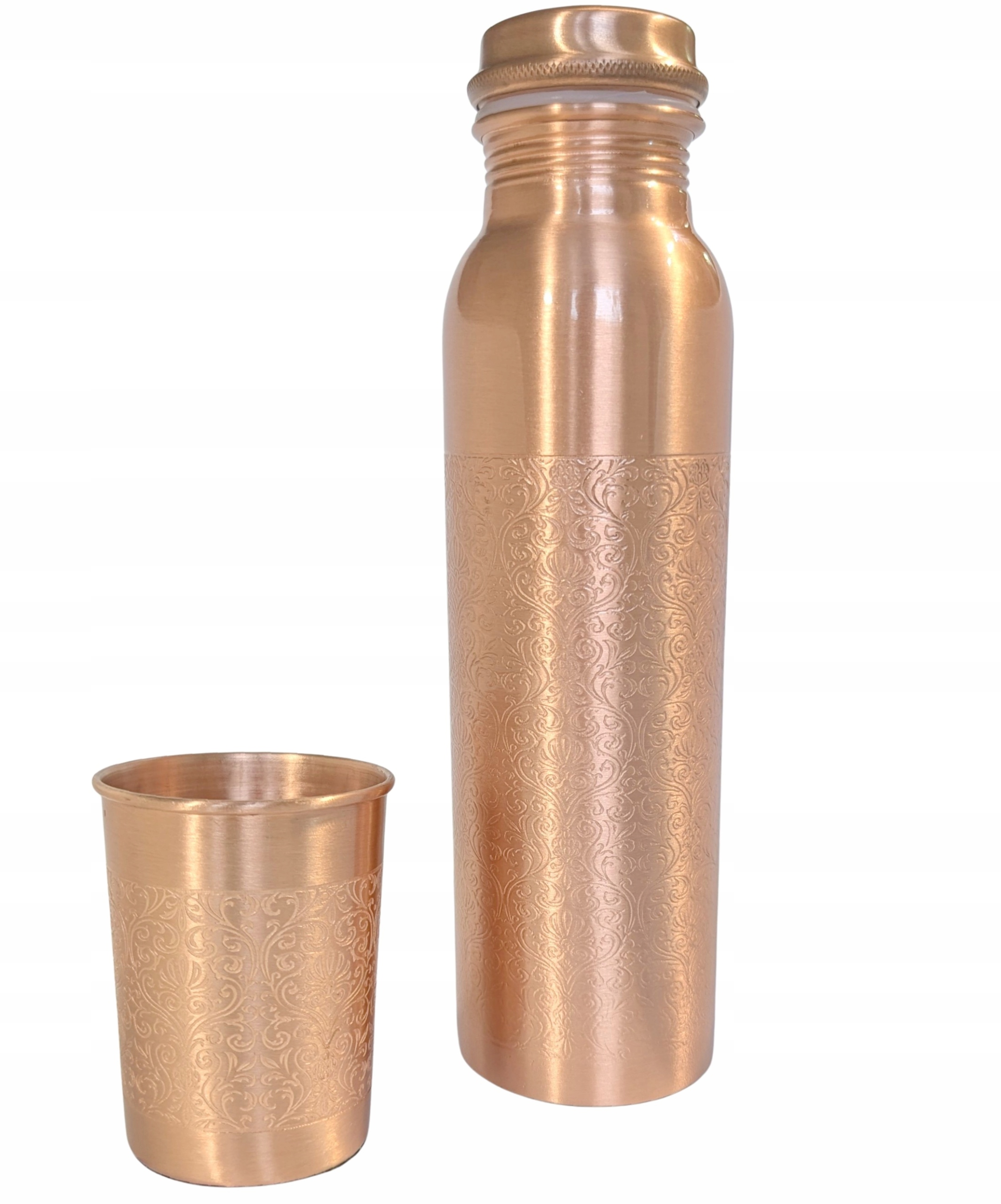 Antibakteriální Měděná Láhev lahev na pití 1L Květinová skleněná 250 ml Yuva