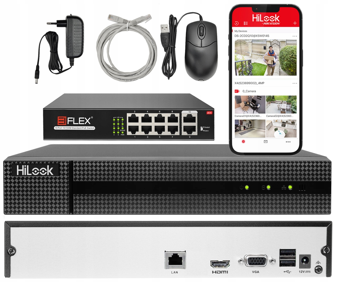 Ip rekordér pre kamery HiLook Hikvision NVR-108MH-D prepínač PoE 8+2