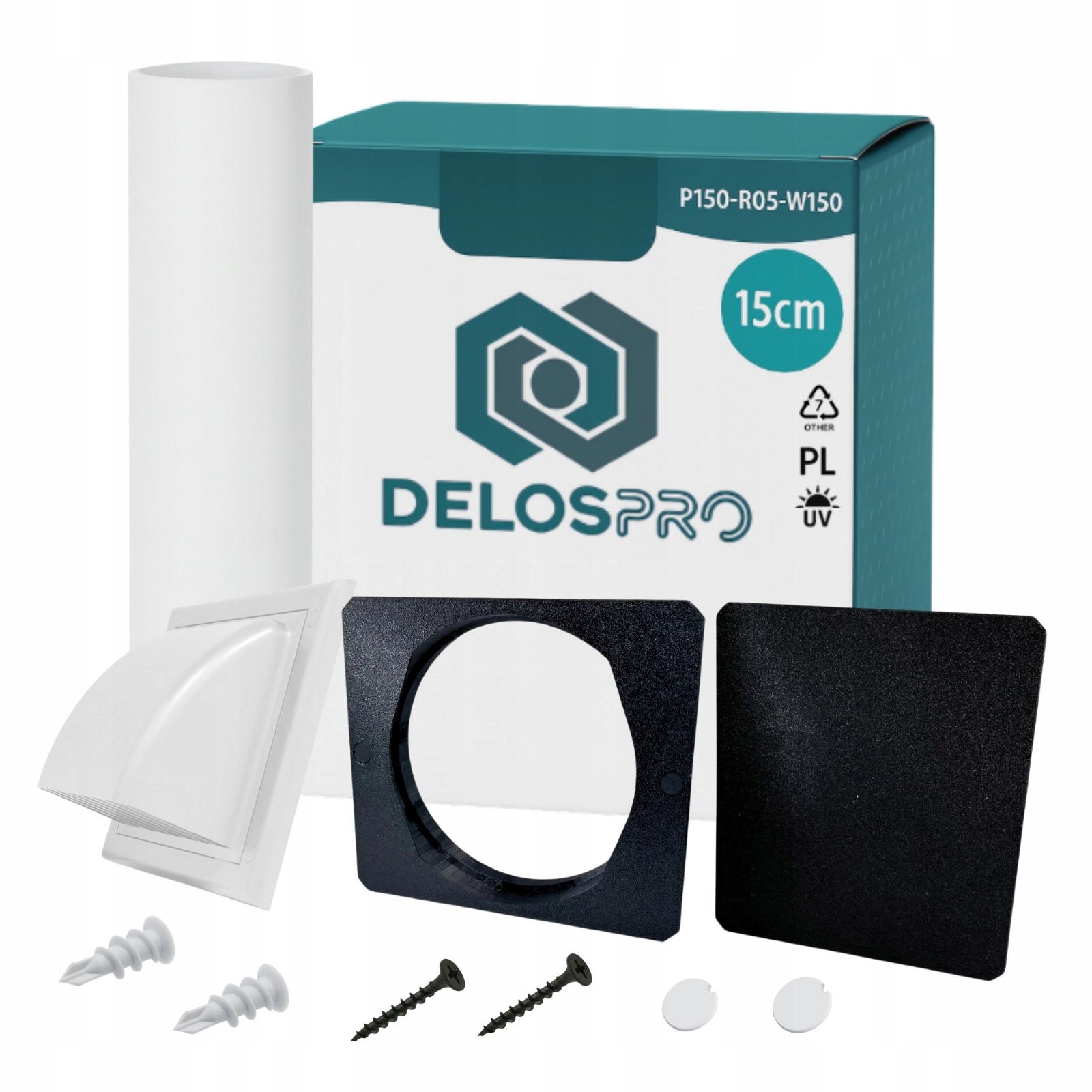 Sada průchodek pro vyvedení trubky klimatizace 15 cm víko čtverec