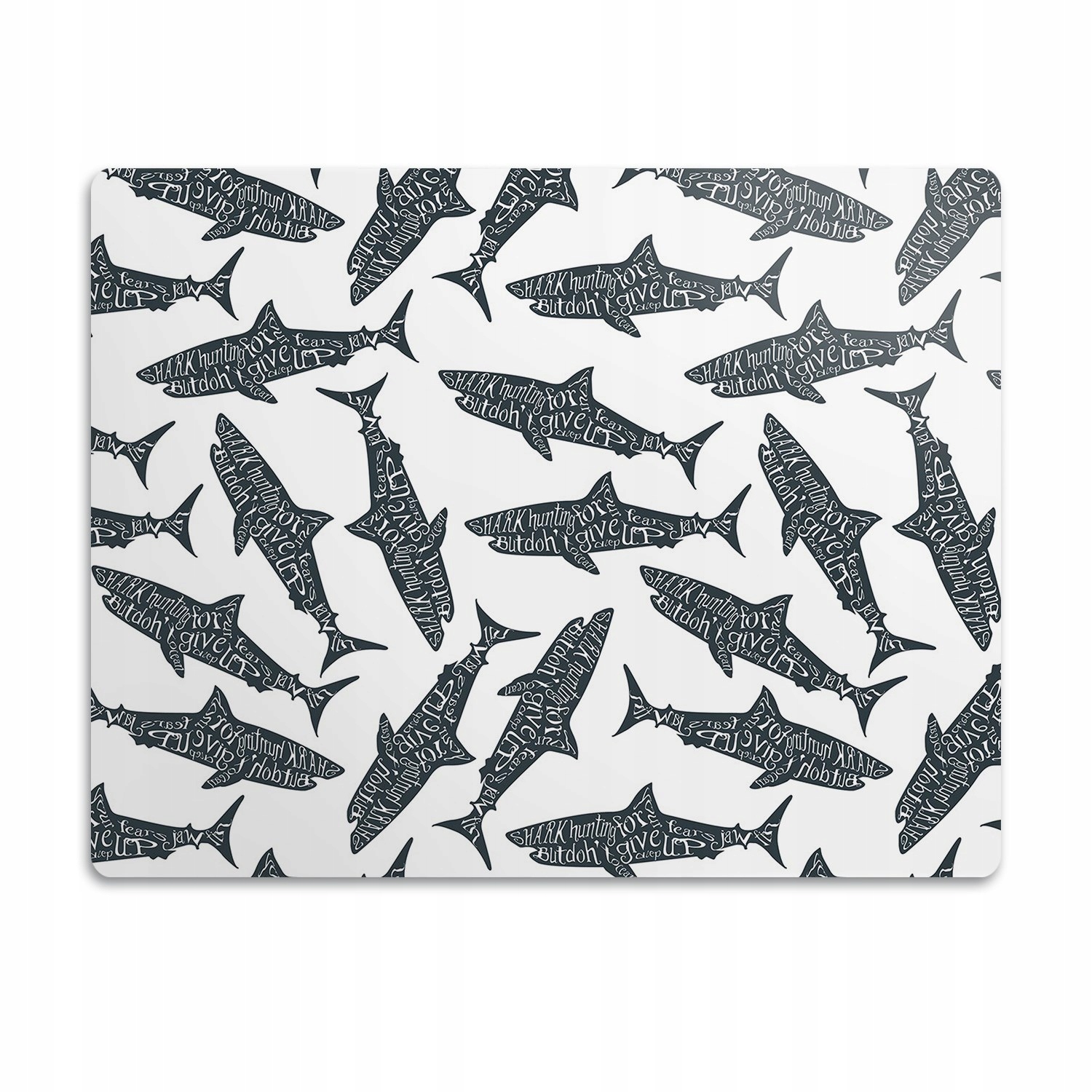 Levně Podložka pro psa pod misku Typografie žralok 90x60