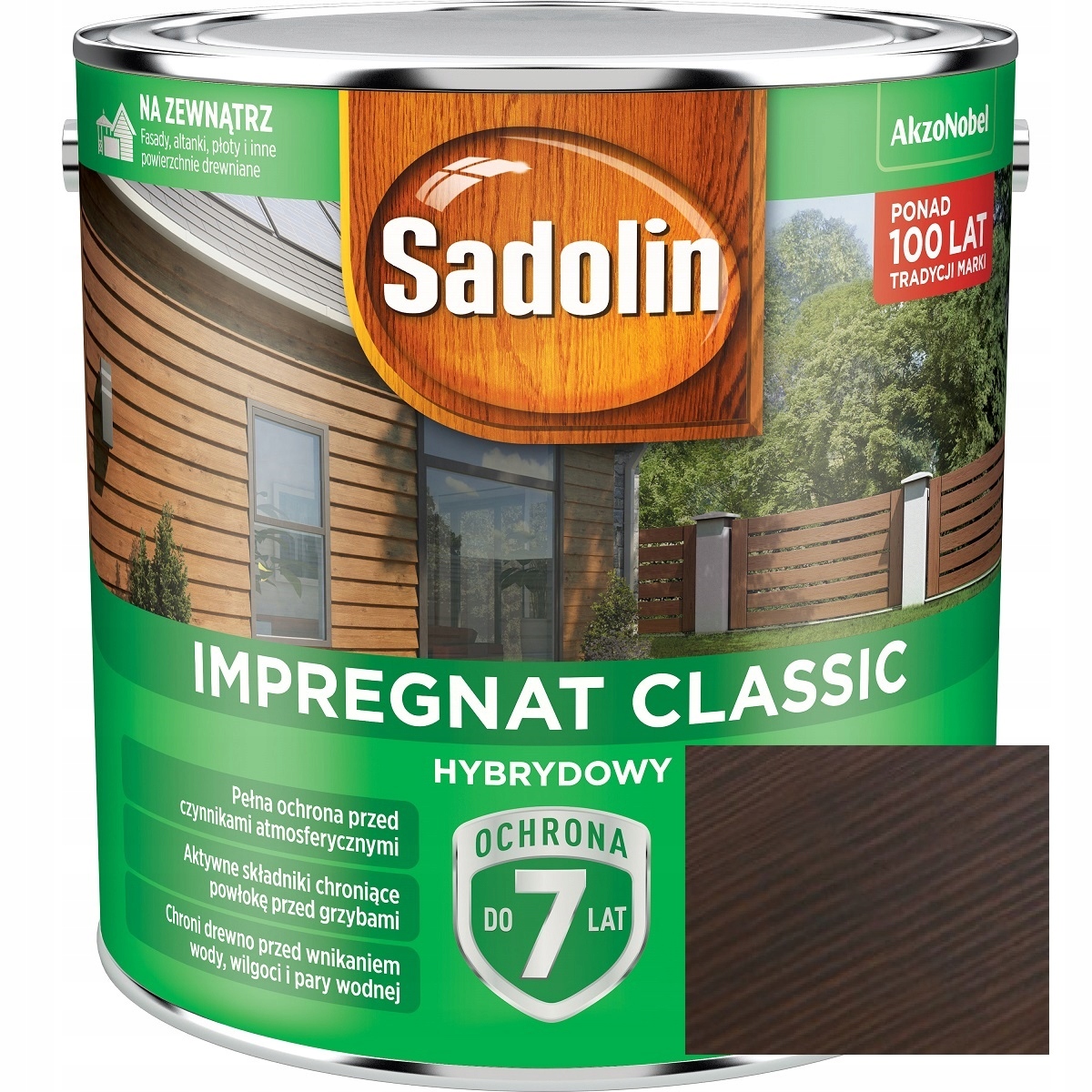 Sadolin Classic Hybrydowy Impregnat Do Drewna Ciemny Orzech 9L