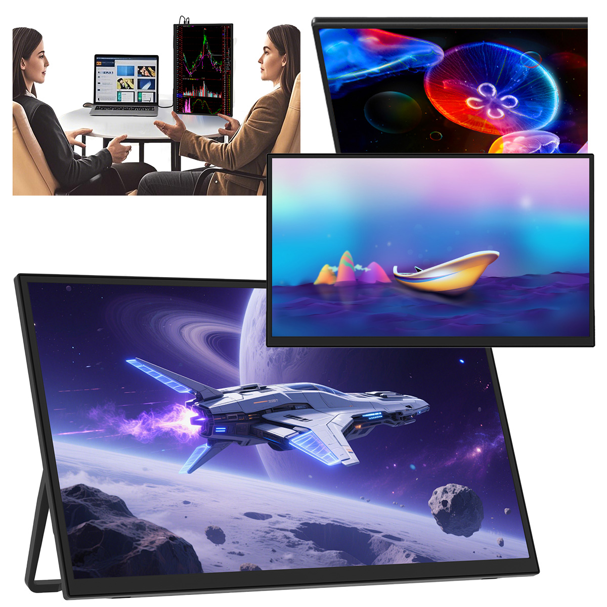 Přenosný monitor K Notebooku Telefonu 18,5" 1920*1080P Fhd Zeuslap Z18S