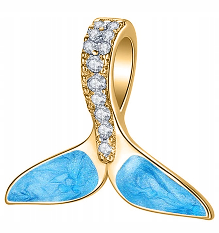 Charms zlatá mořská víla Modrá Ploutev stříbro