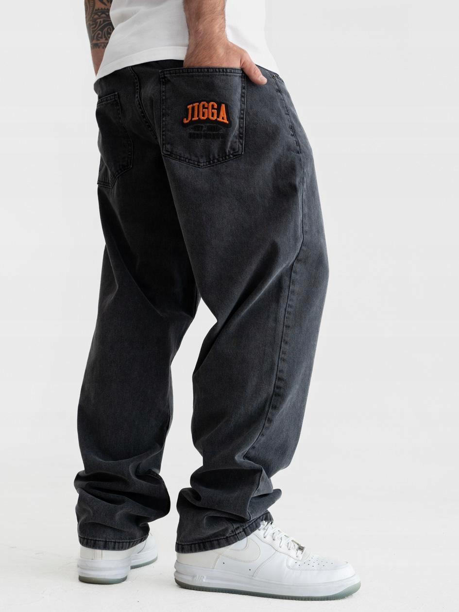 Široké Džínové Kalhoty Baggy Pánské Jigga Sepraná Černá Outline L