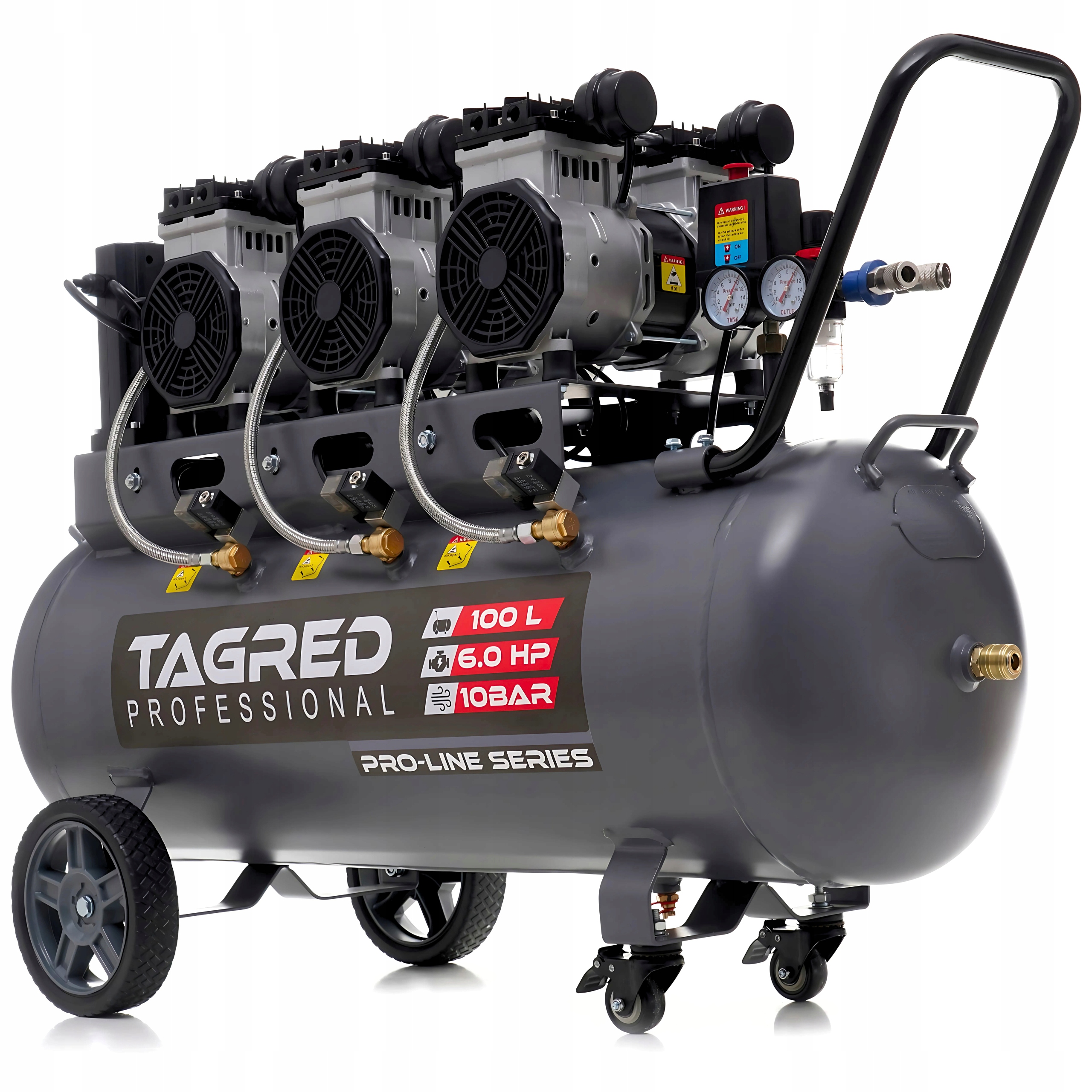 ПРОФЕССИОНАЛЬНЫЙ БЕЗМАСЛЯНЫЙ КОМПРЕССОР 10 БАР 100Л 6Т СИЛЬНЫЙ ТИХИЙ