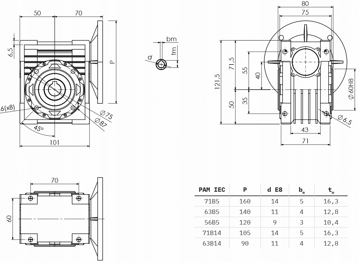Przekładnia ślimakowa reduktor Promotor PM040 PM 40 i=100 1/100 63 B14 Marka Promotor
