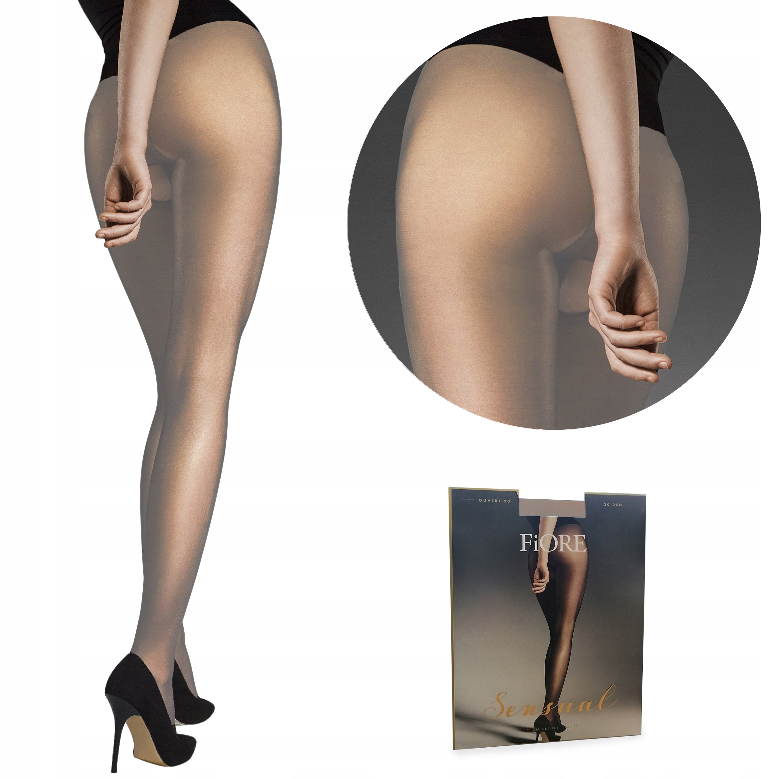 

Fiore rajstopy Ouvert 20 den otwarte nude 3-M