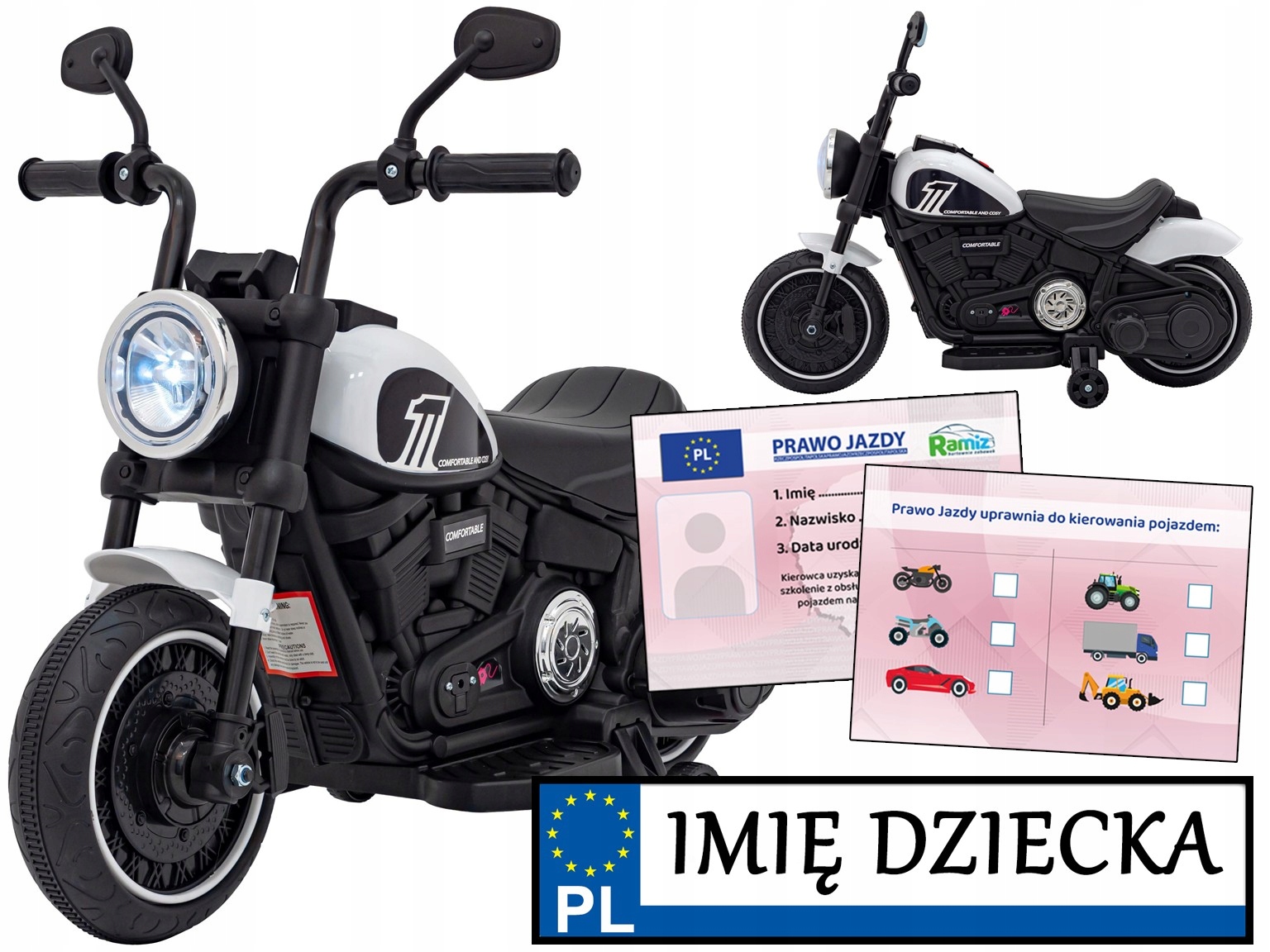 trzykołowy Motor Chopper Faster kółka boczne do nauki jazdy