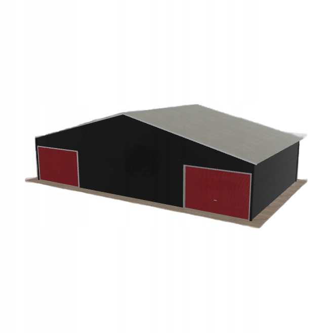 Plechová garáž 12x7 m dvoupolohová, dvouspádová, černá