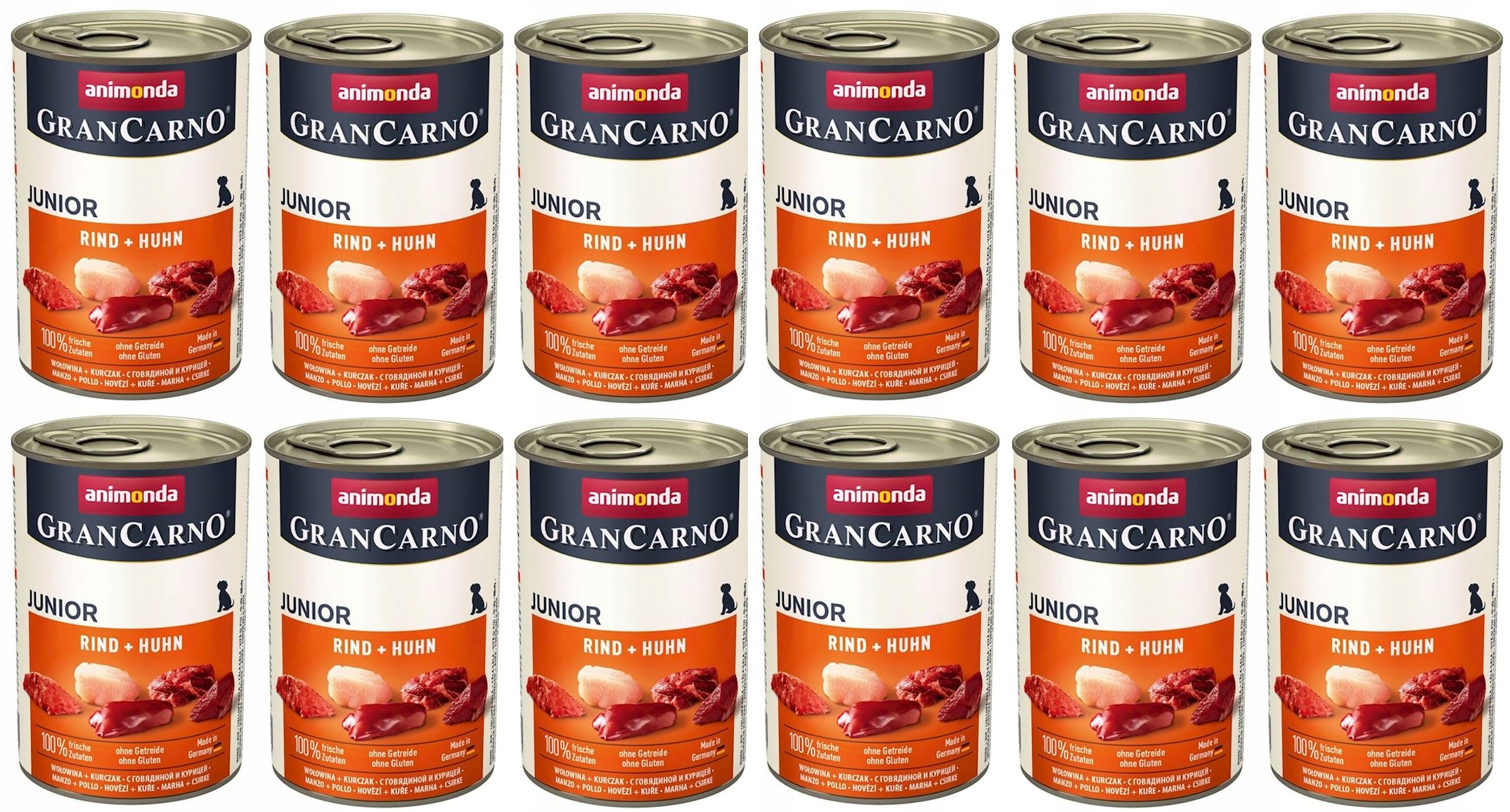 12x400g Animonda Grancarno Junior Karma mokra dla Szczeniąt Wołowin Kurczak