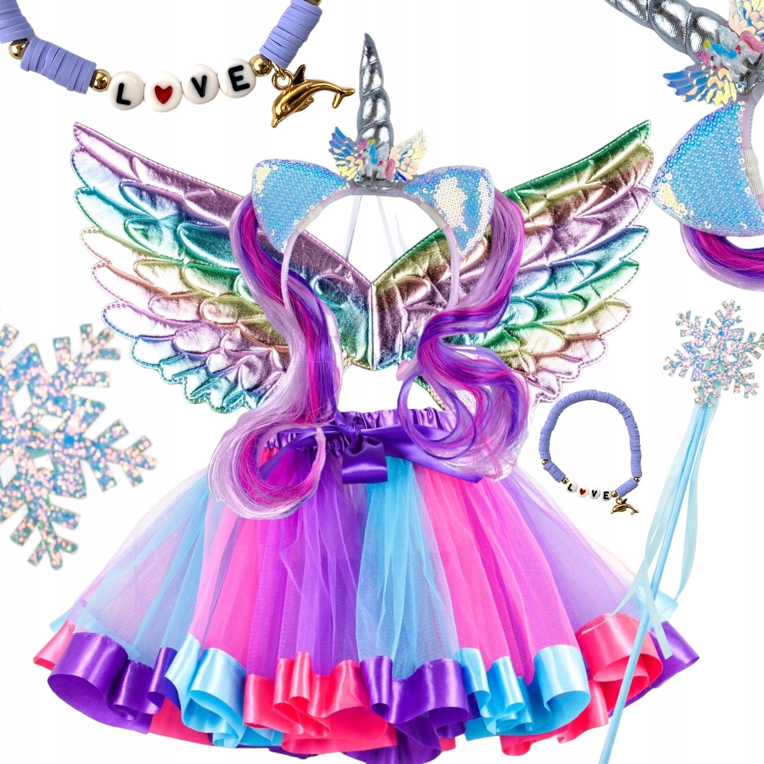 MAGICZNY Strój JEDNOROŻEC PEGAZ SPÓDNICZKA 3-10