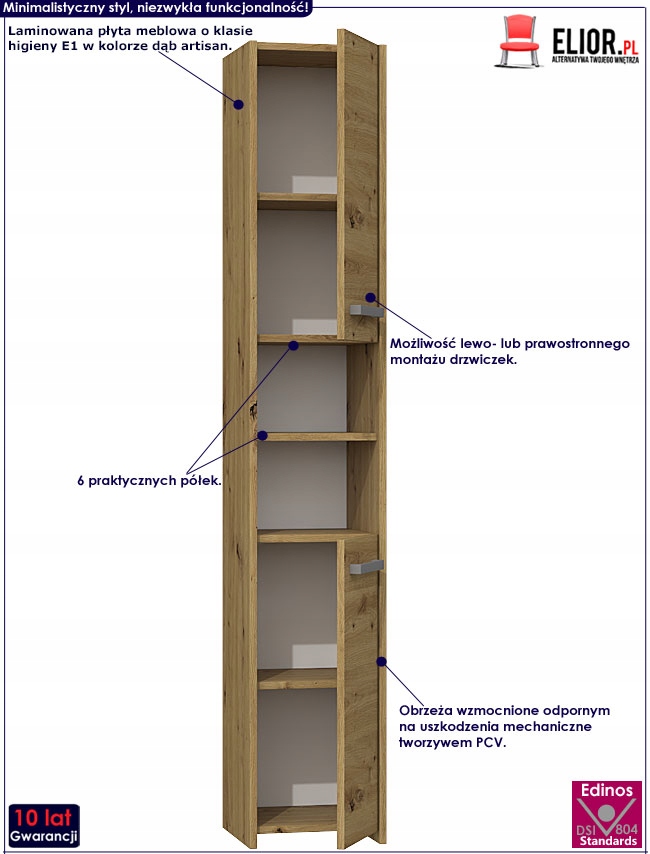 SZAFKA DO ŁAZIENKI SŁUPEK LOFT 30 CM = DĄB ARTISAN Kod producenta HQ478