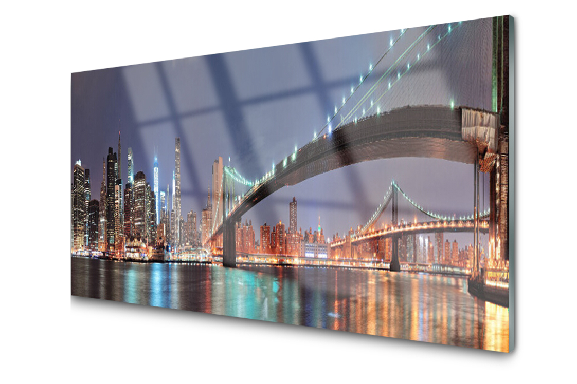 

Panel szklany dekor Miasto Most 120x60 + Klej