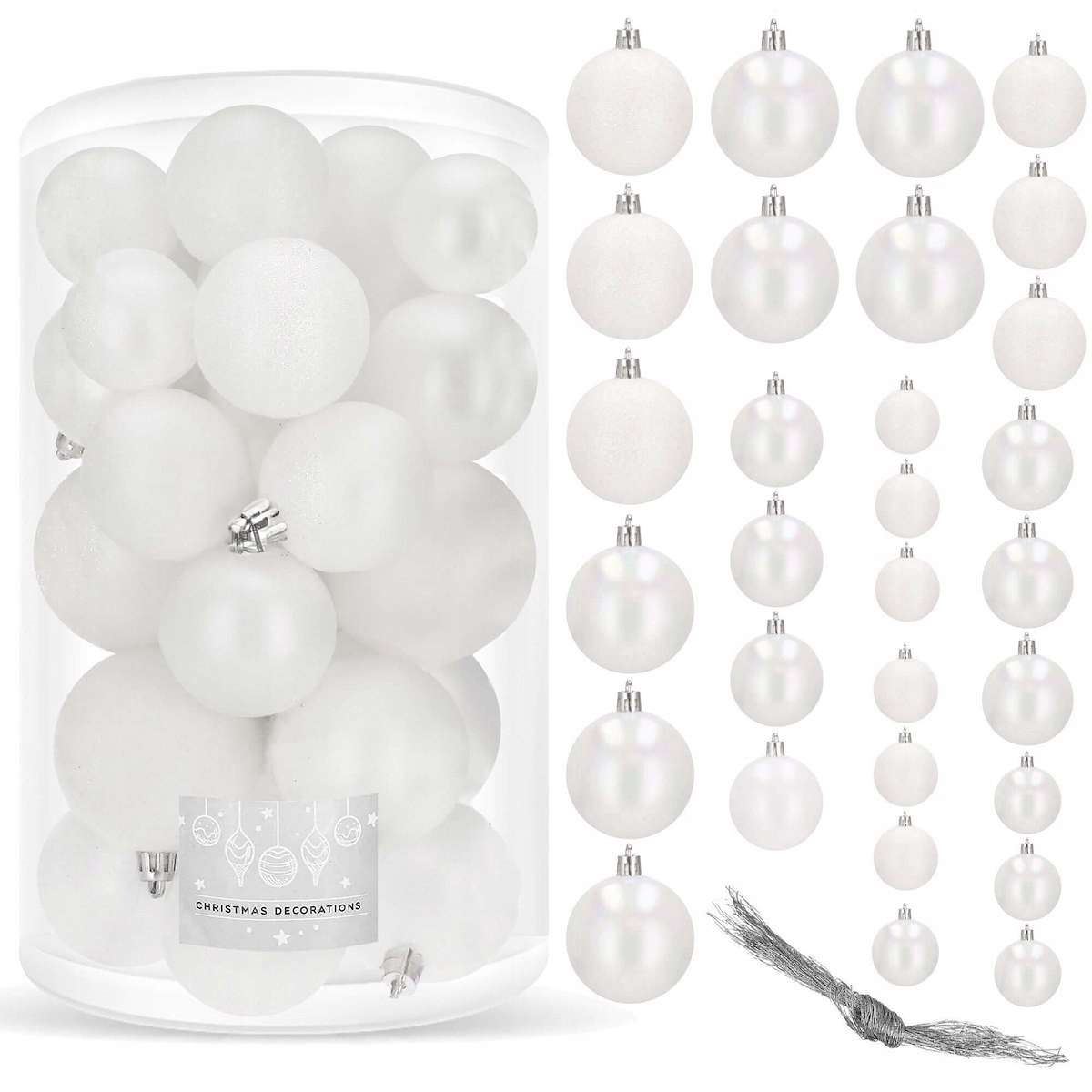 BOMBKI CHOINKOWE NA CHOINKĘ 30 szt ZESTAW 6/5/4 cm NIETŁUKĄCE PREMIUM Stan opakowania oryginalne