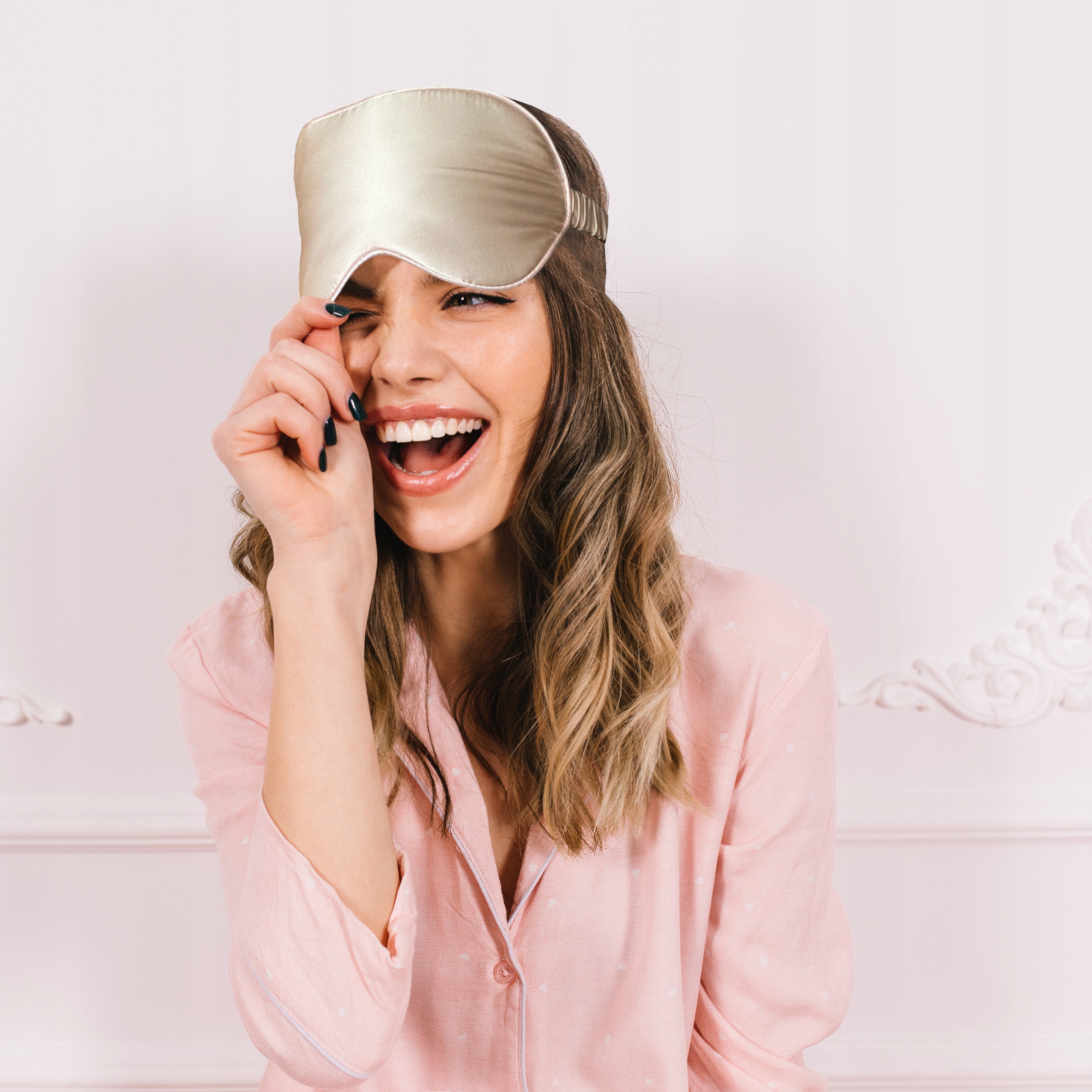 JEDWABNA OPASKA NA OCZY GUMKA DO WŁOSÓW SCRUNCYHY SCRUNCHIES JEDWAB MORWOWY Materiał dominujący jedwab