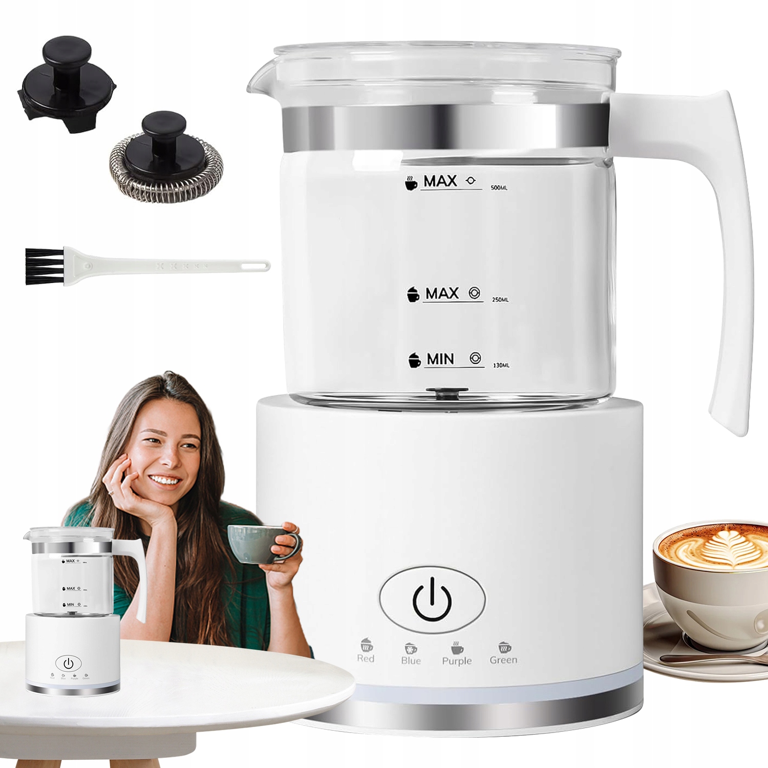 Elektrický Napěňovač Mléka 500 ML 600 W, Čtyřfunkční Na Mléko