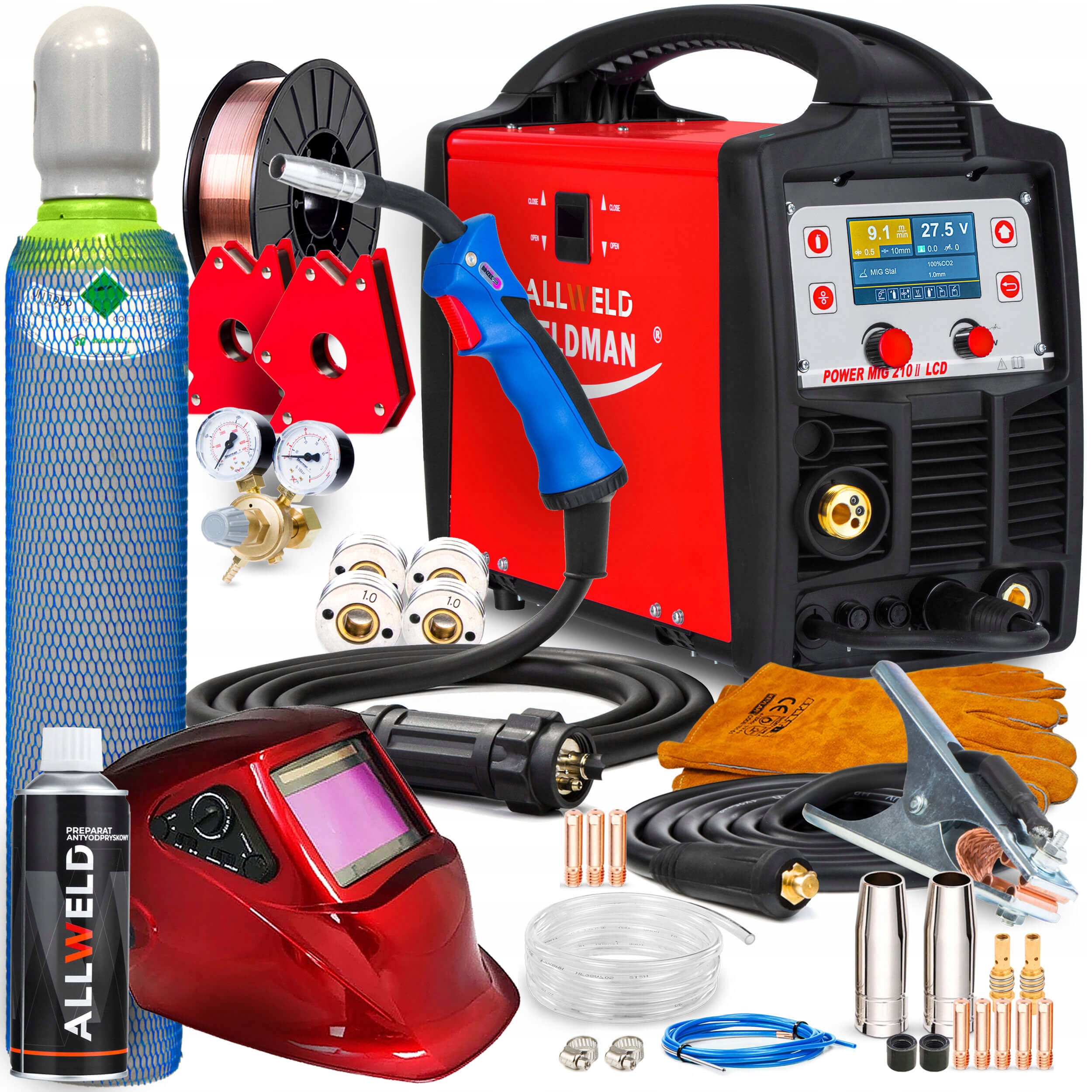 Poloautomatický Svařovací Stroj Weldman Power Mig 210 LCD Igbt Mag Mma Tig 200A 3V1