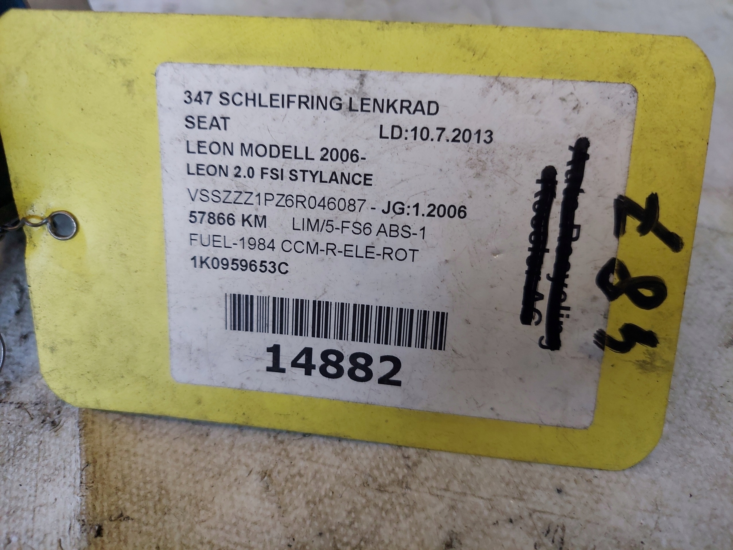 ring airbag SEAT LEON II 1k0959653C