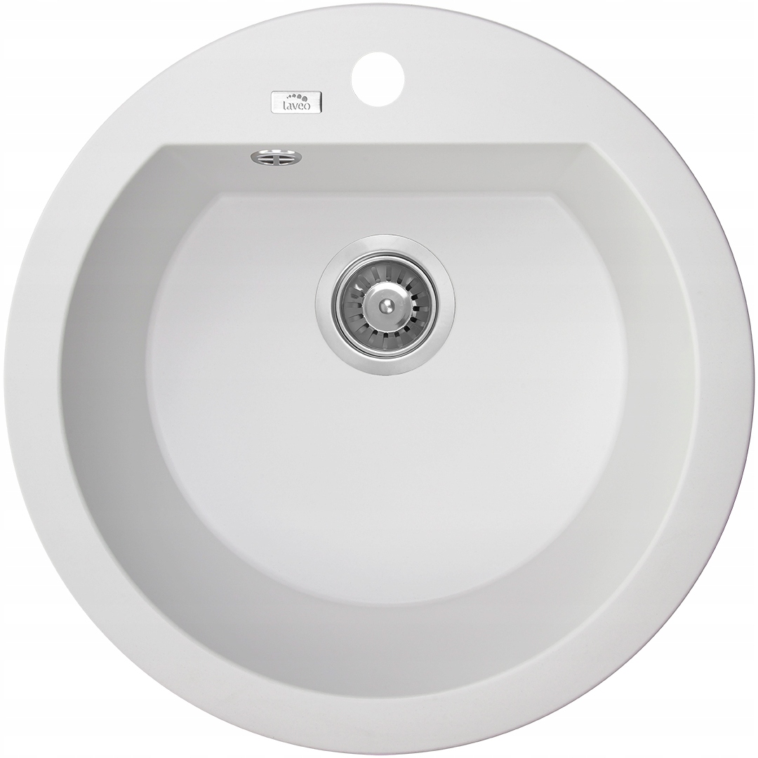 Laveo Dafne 1-komorový dřez Bílý Granit Odolný 510x510 mm