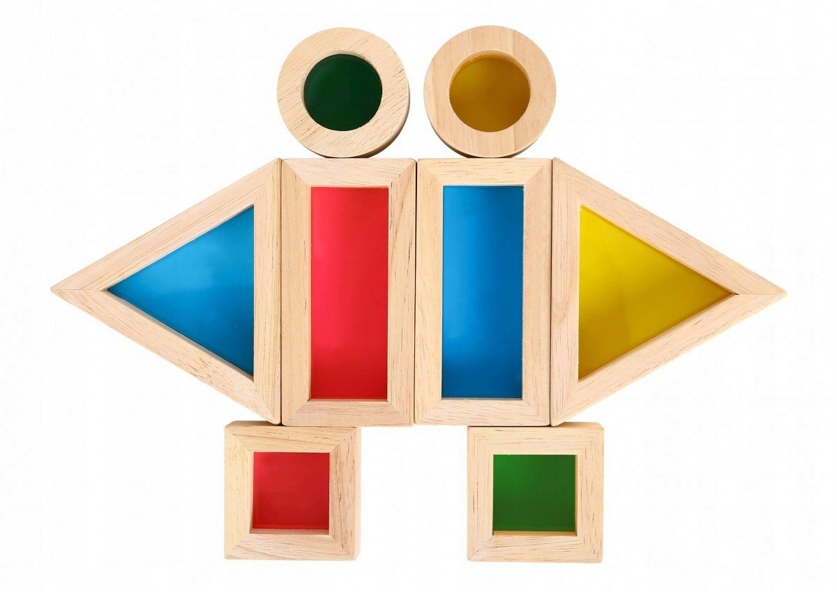 【 開梱 設置?無料 】 TOOKY TOY Drewniane Kolorowe Klocki Lustra Zestaw 8 el. FSC 航空機・ヘリコプター