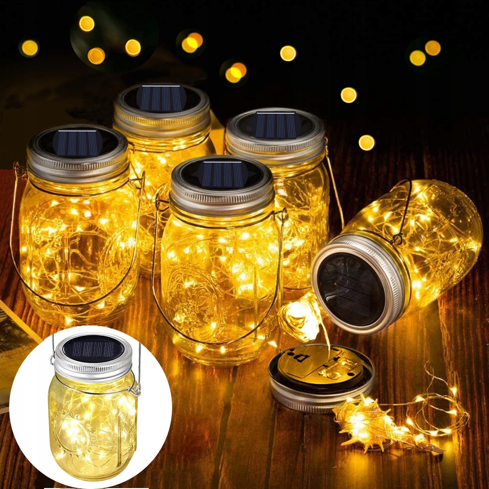 COEKI Solarlampy Zewnętrzne 4 Sztuki 30 LED Wiszące Na Ogród Taras — miniatura 4
