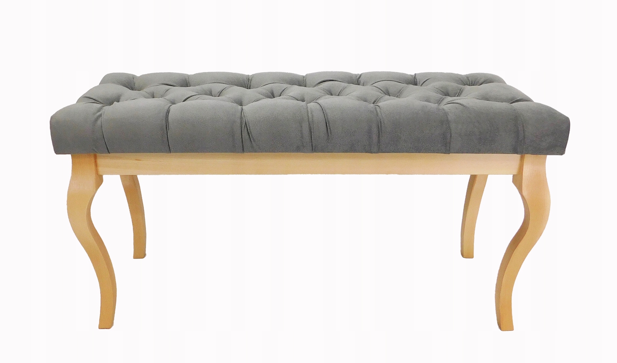 Čalúnená prešívaná lavička 105 cm s bezfarebným lakovaním, farba grafitová