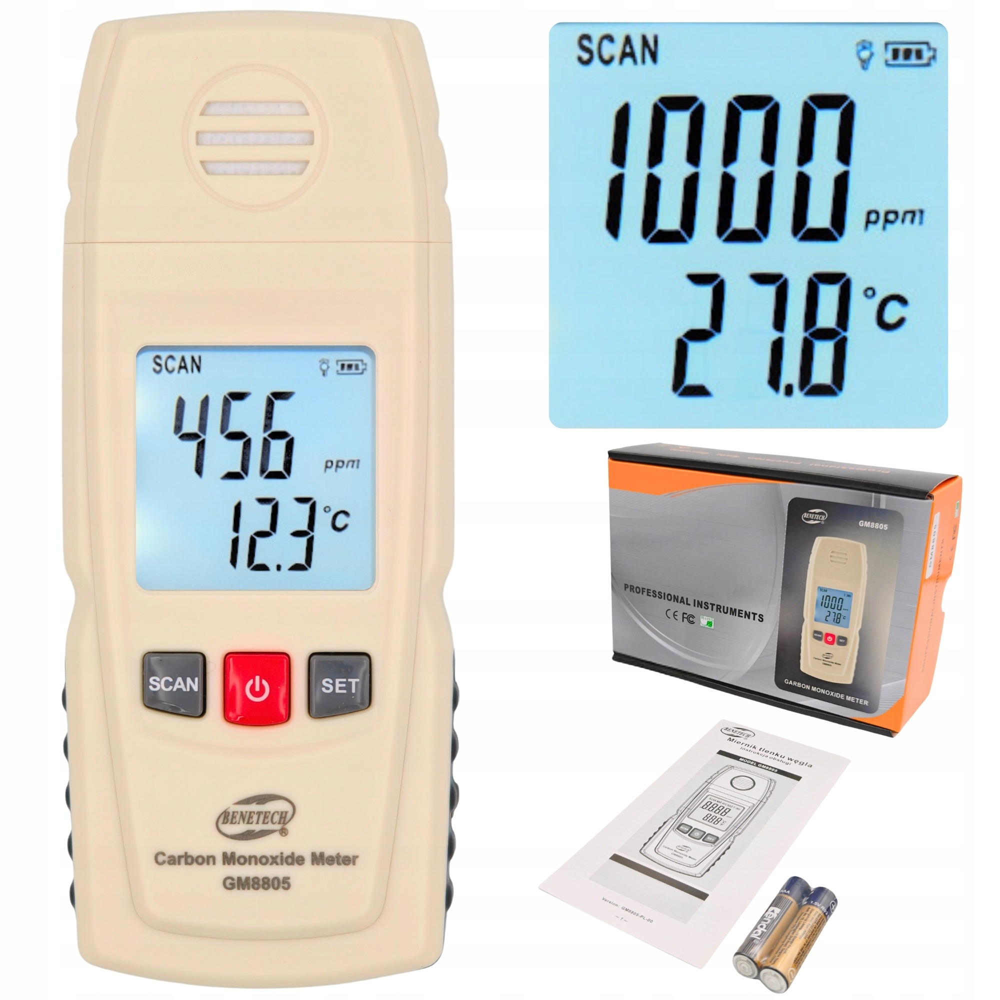 Detektor Oxidu Uhelnatého Detektor Oxidu Uhelnatého Kouře Přenosný Mobilní Detektor Co LCD