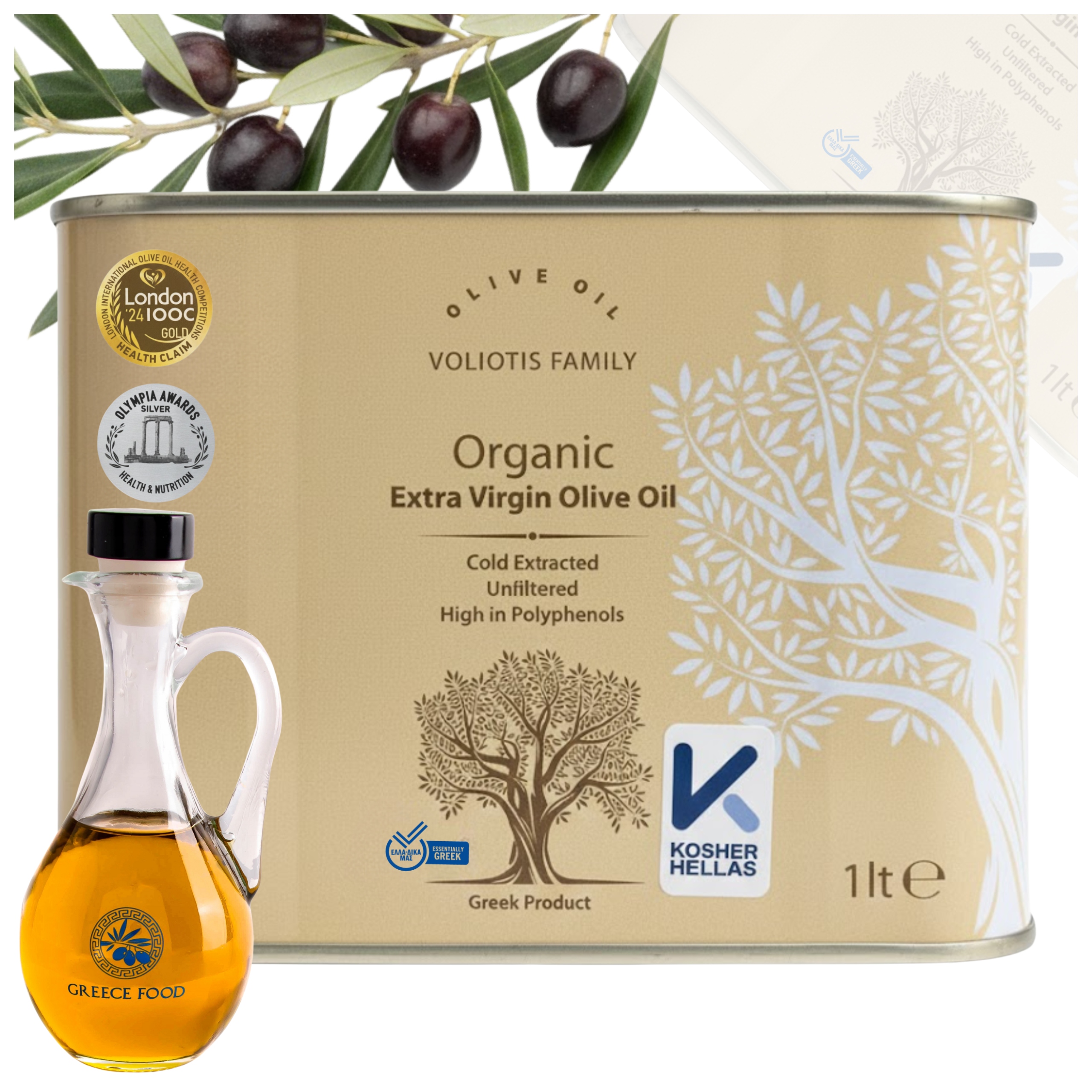 Oliwa Z Oliwek Extra Virgin 1L Grecka Niefiltrowana Butelka 250ML