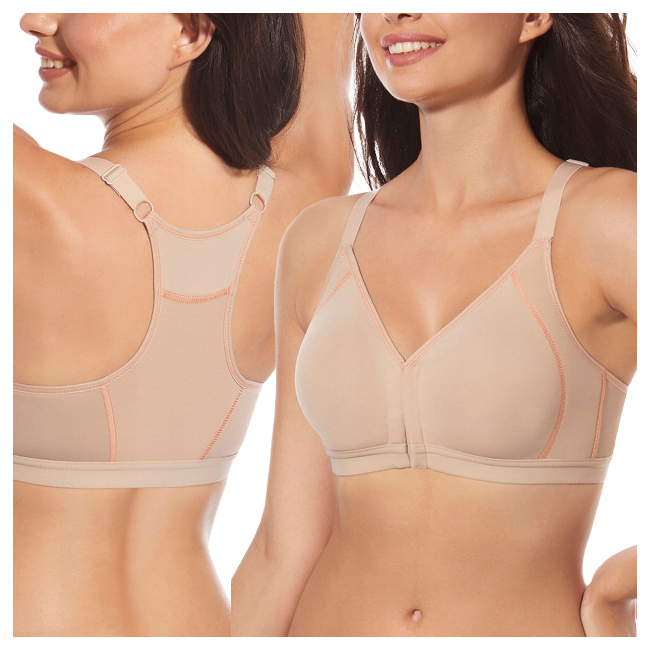 Pohodlná měkká podprsenka se zapínáním vpředu bez kostic Nora Béžová 80C