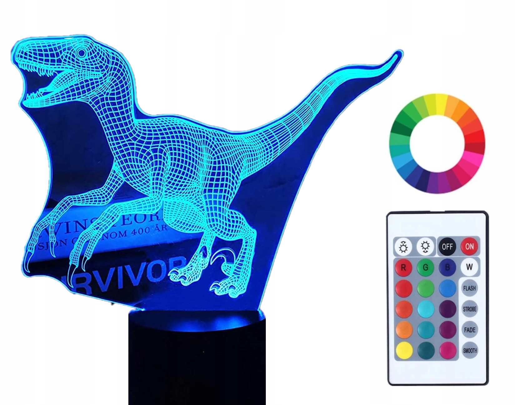 

Lampka Nocna 3D Led Park Jurajski Grawer Plexido