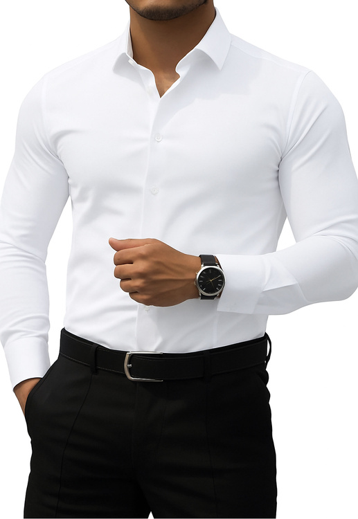 Bílá pánská košile s dlouhým rukávem Regular Klasická