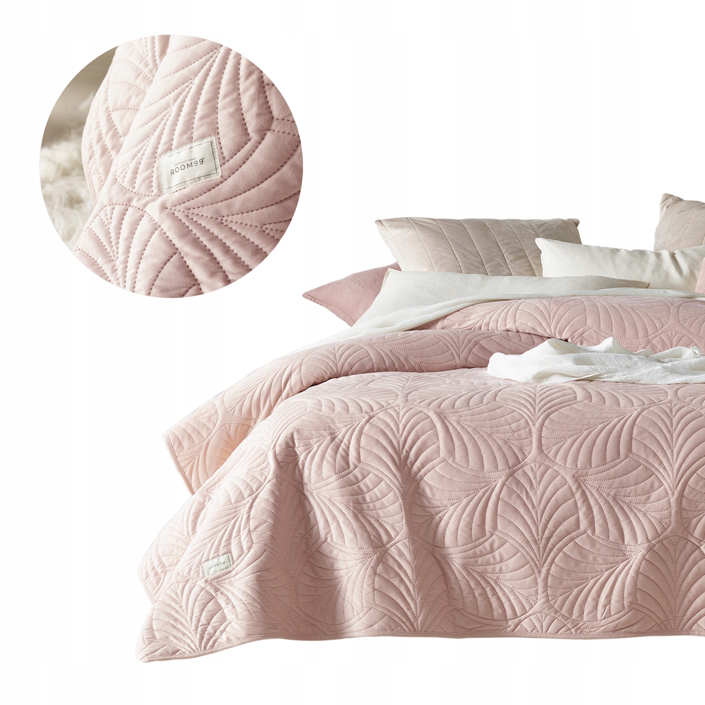 Narzuta na łóżko pikowana 200x220 Feel pudrowy róż (Narzuta na wersalkę