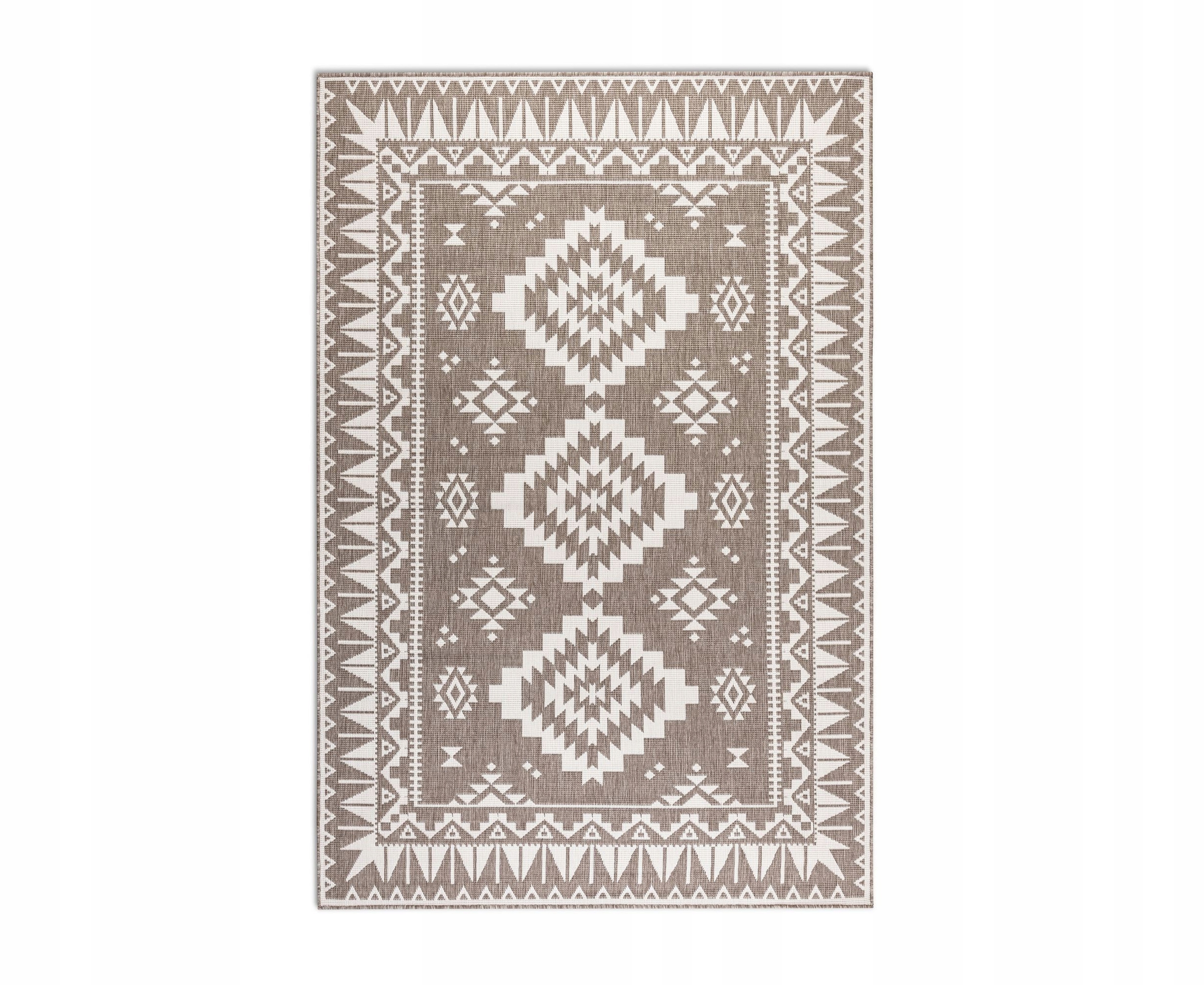 Koberec na terasu 160 x 230 cm, krémovo béžový, obojstranný, plochý, šnúrkový