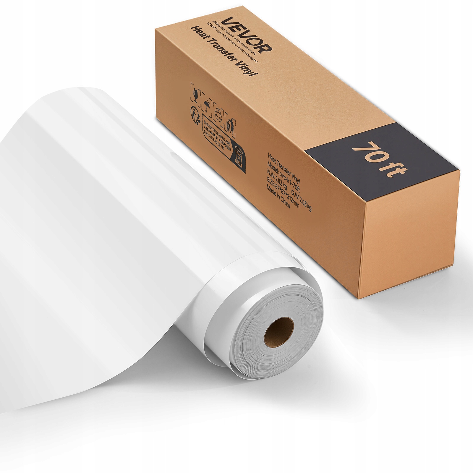 Termotransferová Vinylová Fólia Vevor 304.8 X 21336 MM, Lesklá Pvc Rolka