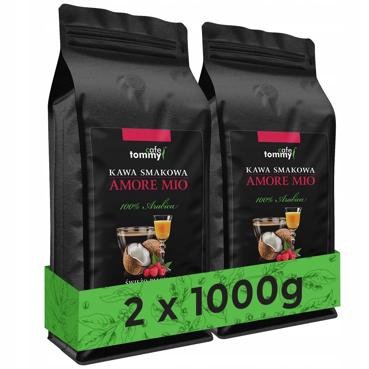 Káva zrnková ochucená Amore Mio 2x1kg 100% Arabica Čerstvě pražená
