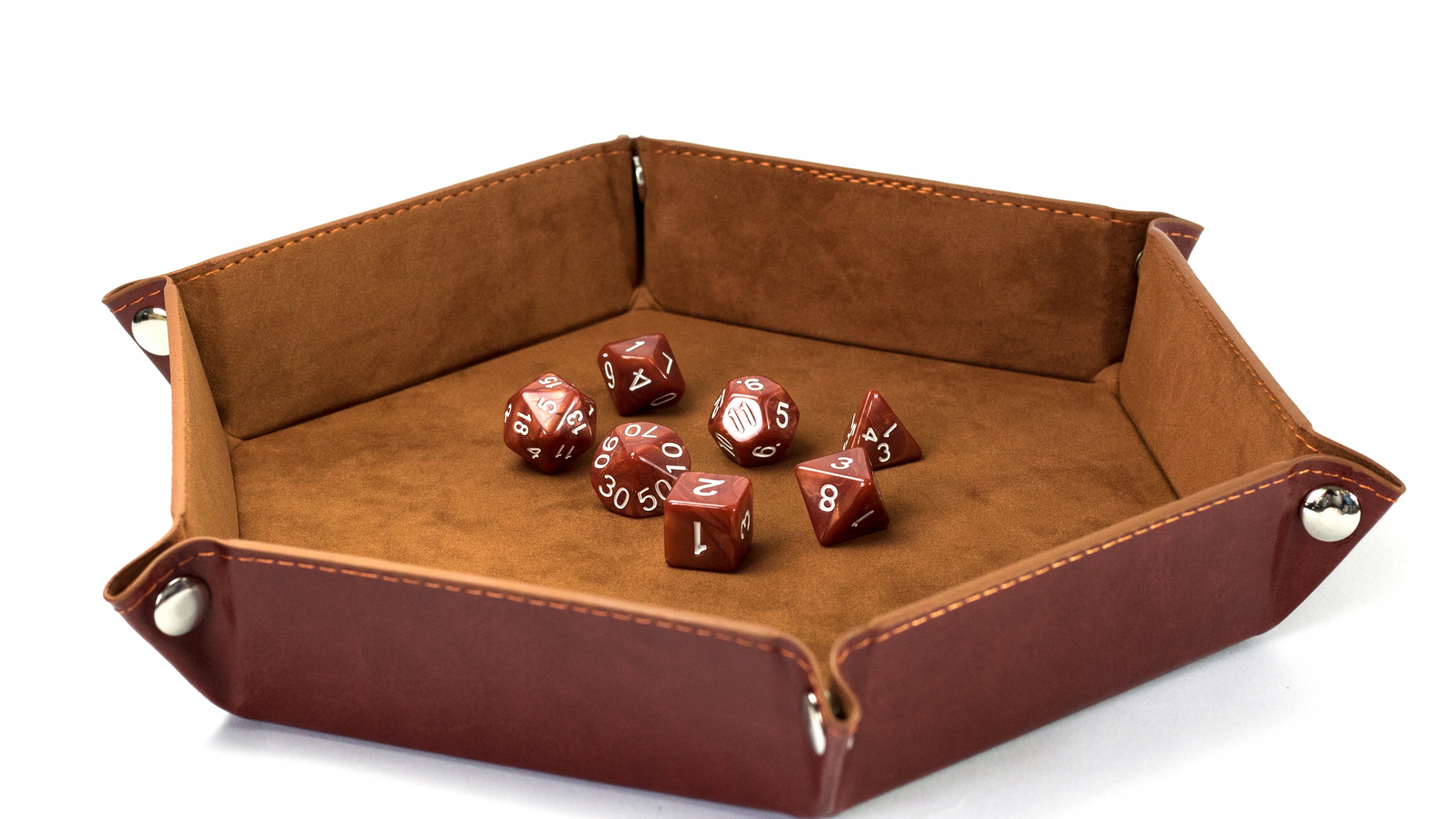 AKSAMITNO SKÓRZANY DICE TRAY TACKA NA KOŚCI RPG ODNOWIONA KARCZMA 17 CM