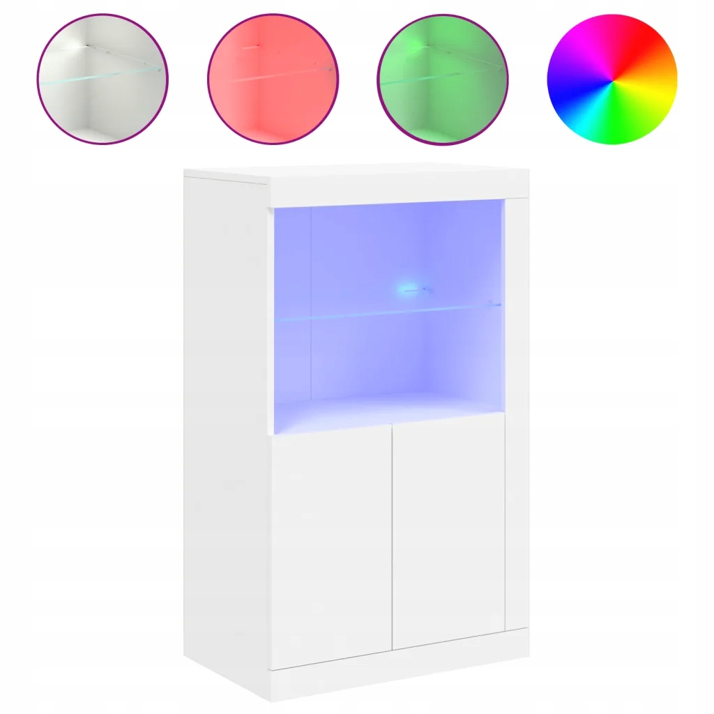 Bílá boční skříňka s Rgb Led osvětlením, 60,5 x 37 x 100 cm