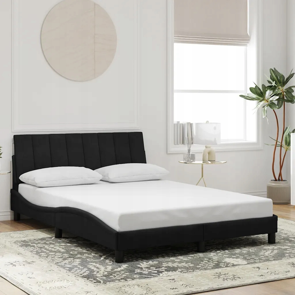 vidaXL Rám postele bez matrace Hanko černý 140 x 200 cm samet